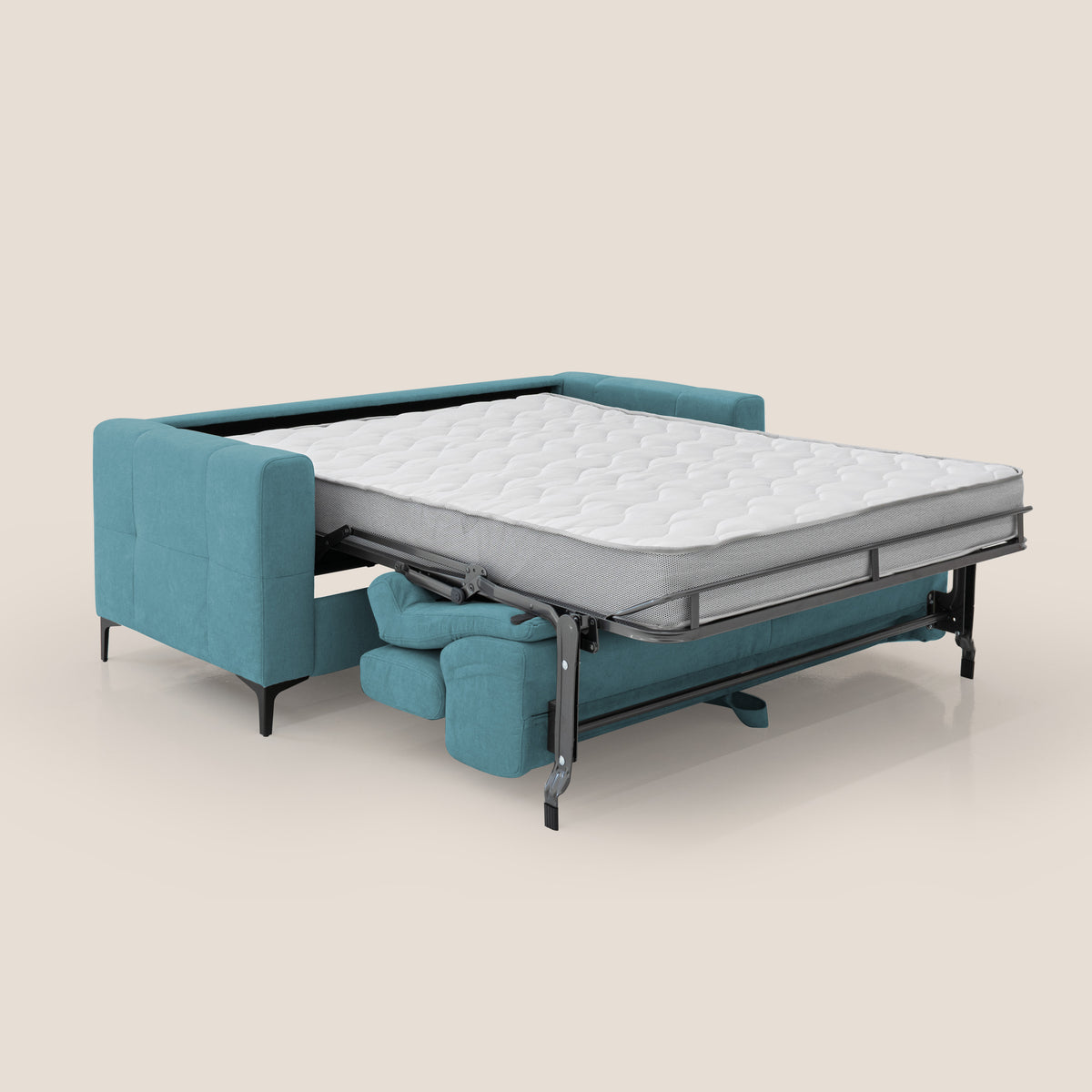 Gardenia divano letto materasso alto 18 cm con poggiatesta reclinabili e rivestimento impermeabile T02 azzurro - divitt.sbs