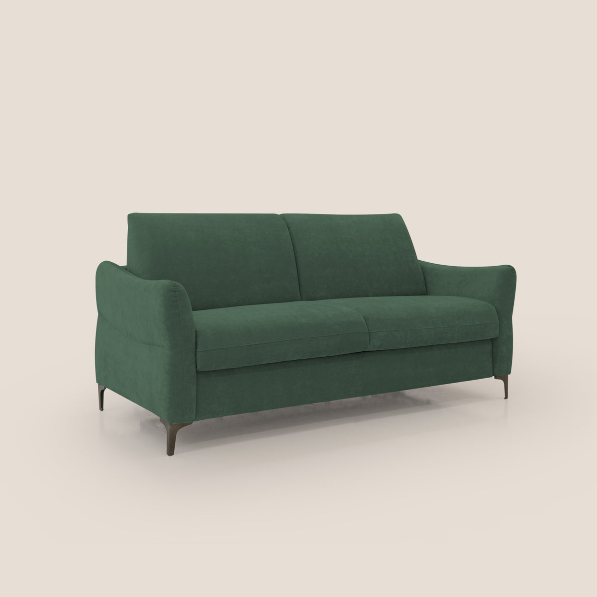 Dalia divano letto con materasso H18 cm e piedi alti in raffinato tessuto smacchiabile T17 verde - divitt.sbs