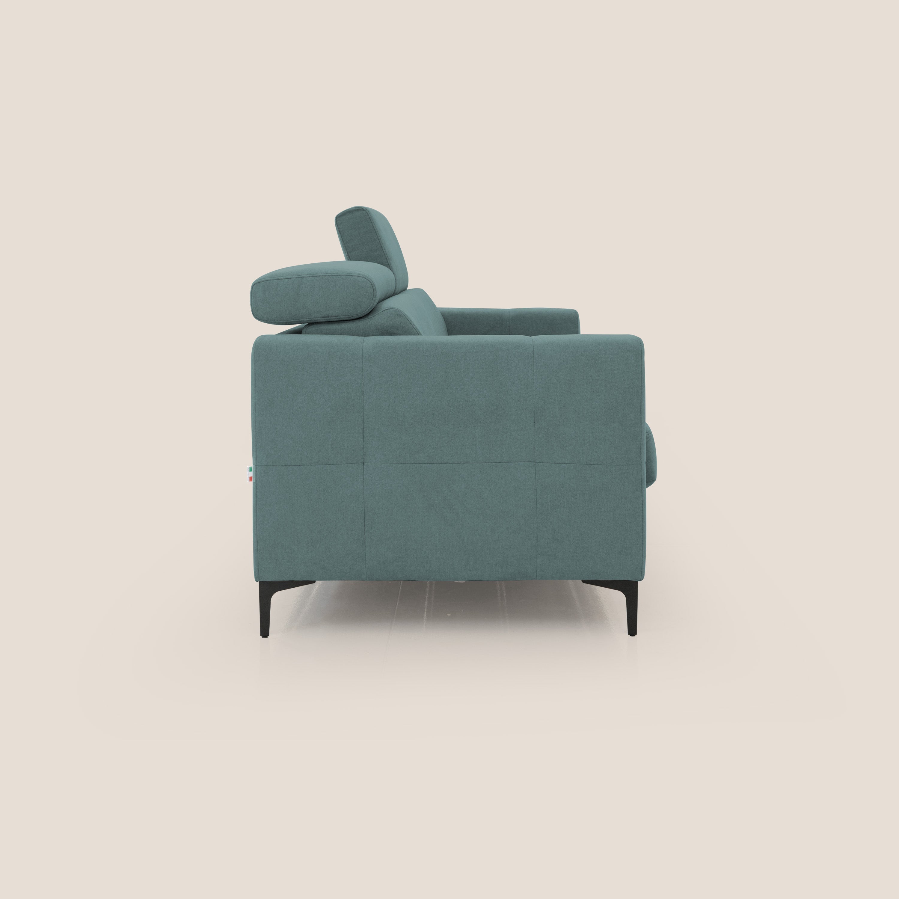 Gardenia divano letto materasso alto 18 cm con poggiatesta reclinabili e rivestimento impermeabile T02 petrolio - divitt.sbs