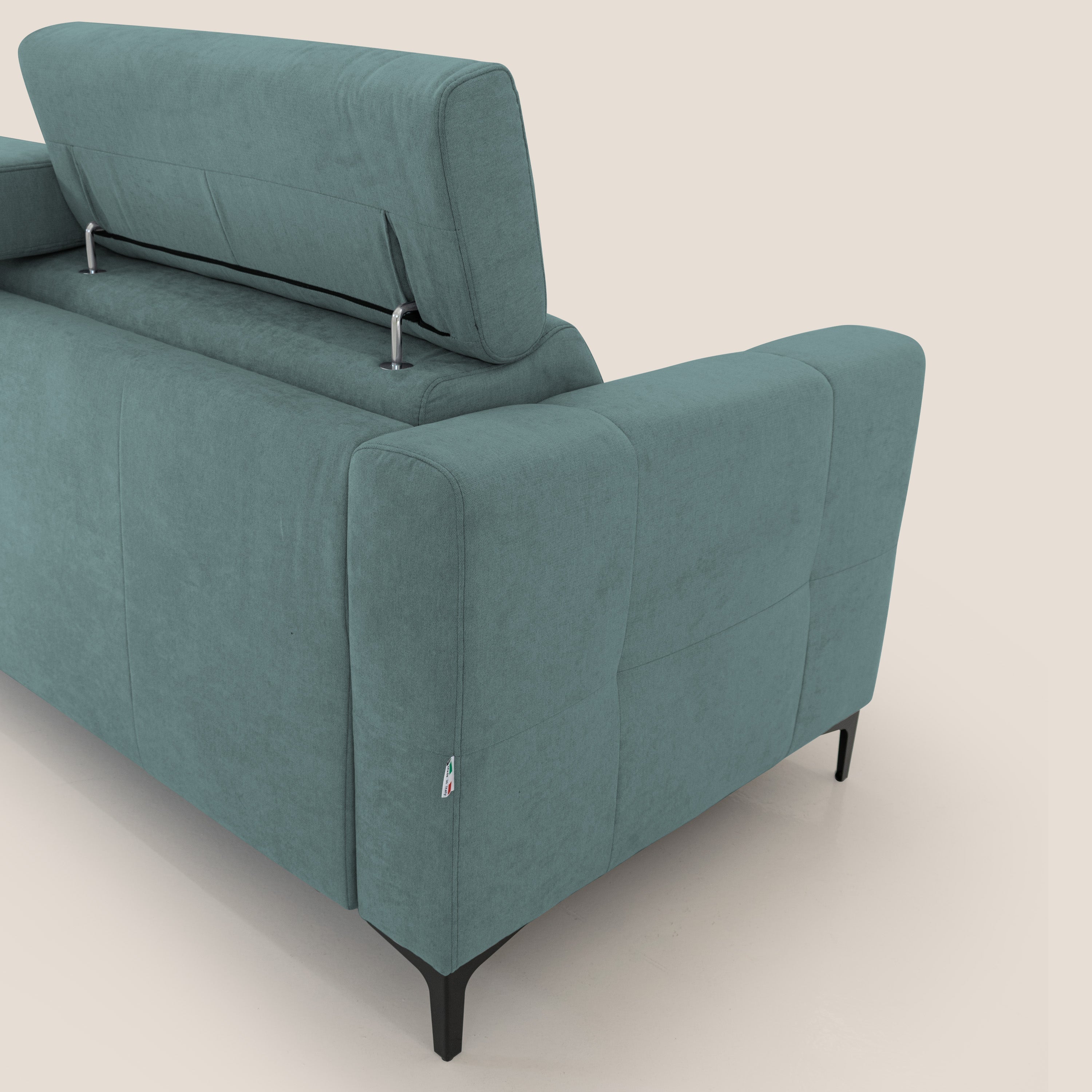 Gardenia divano letto materasso alto 18 cm con poggiatesta reclinabili e rivestimento impermeabile T02 petrolio - divitt.sbs