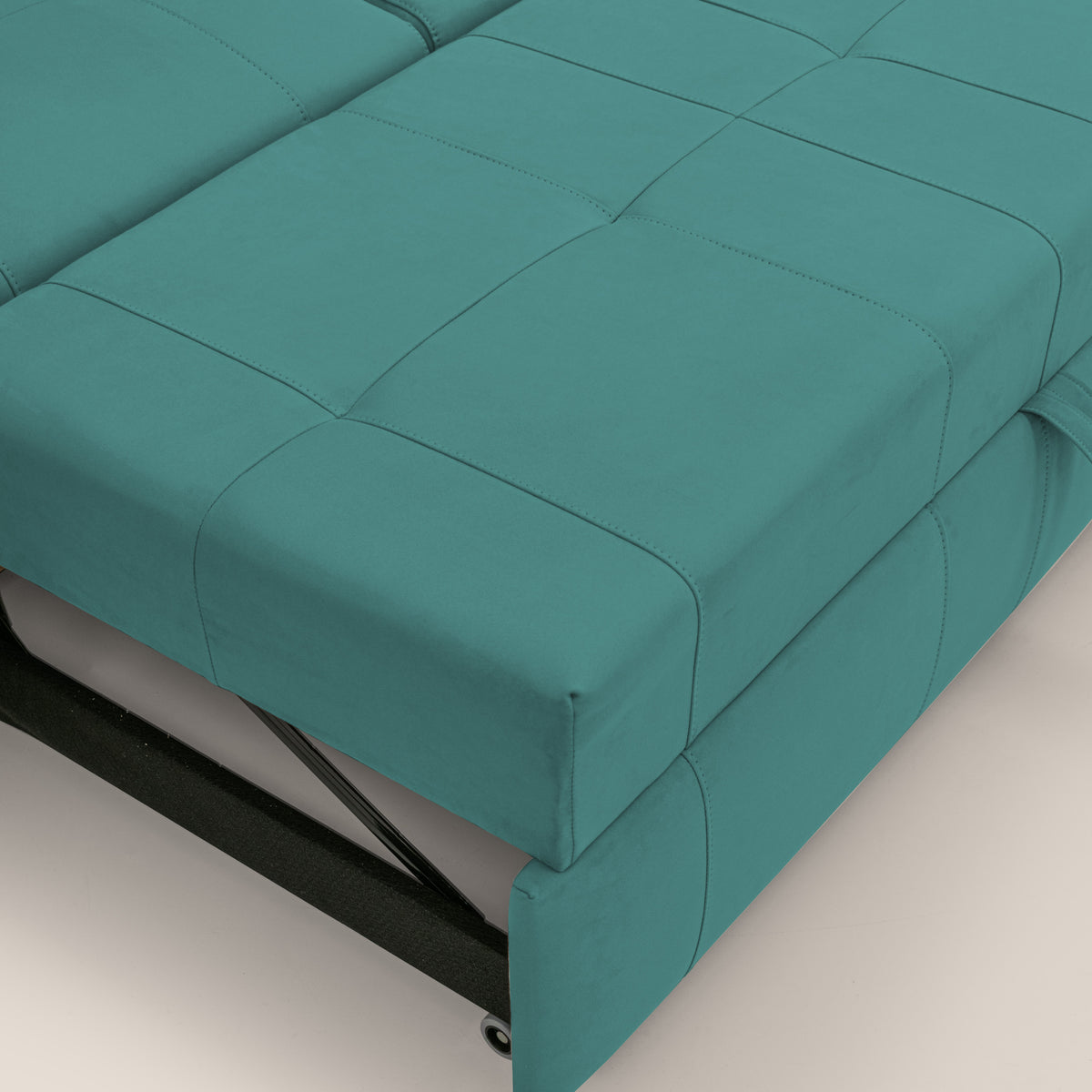 Kronos Divano angolare con poggiapiedi estraibile e pouf contenitore mobile in microfibra impermeabile T11 petrolio - divitt.sbs