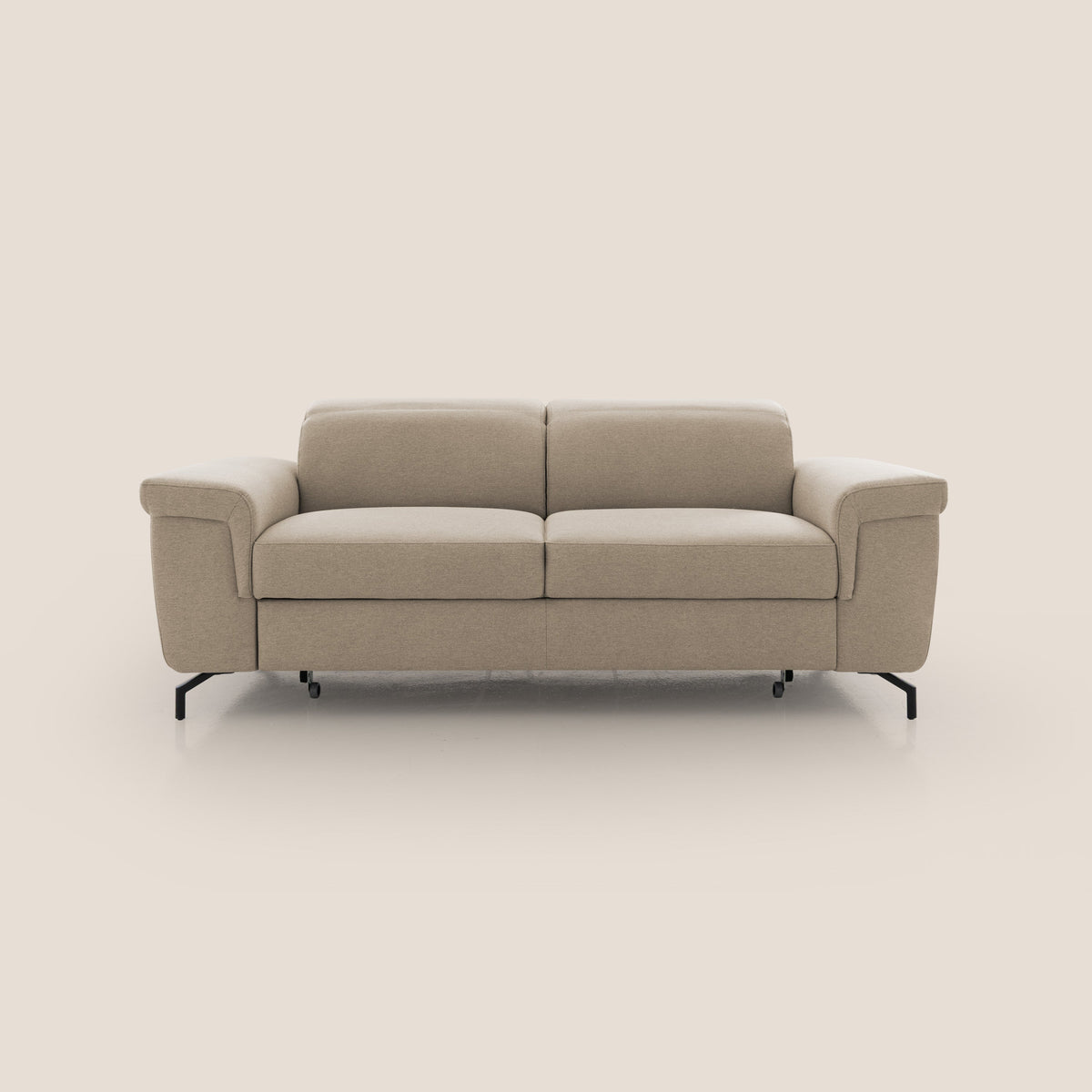 Aisha Divano con poggiapiedi estraibile piedini alti e poggiatesta reclinabili in tessuto Smacchiabile T05 beige - divitt.sbs