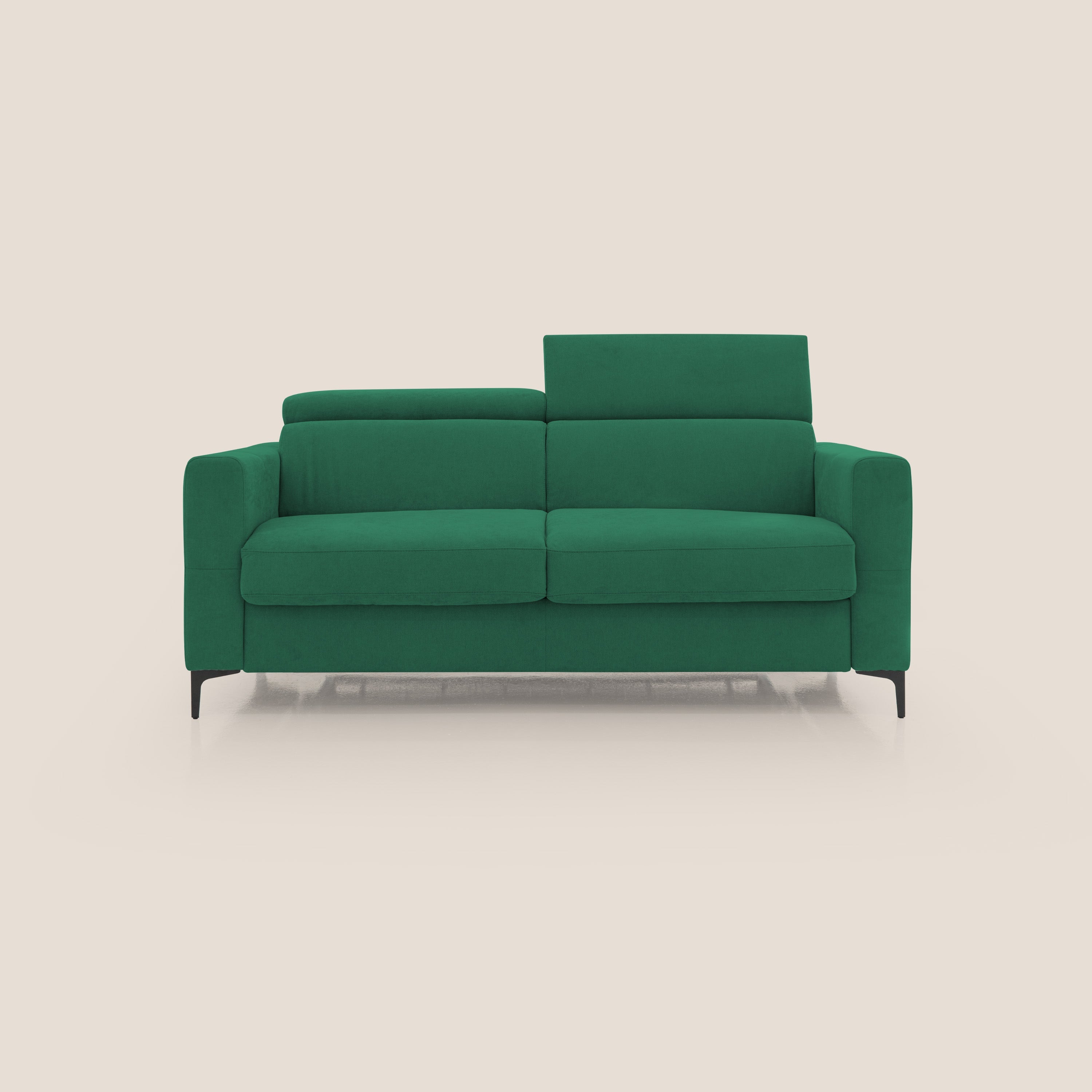 Gardenia divano letto materasso alto 18 cm con poggiatesta reclinabili e rivestimento impermeabile T02 verde - divitt.sbs