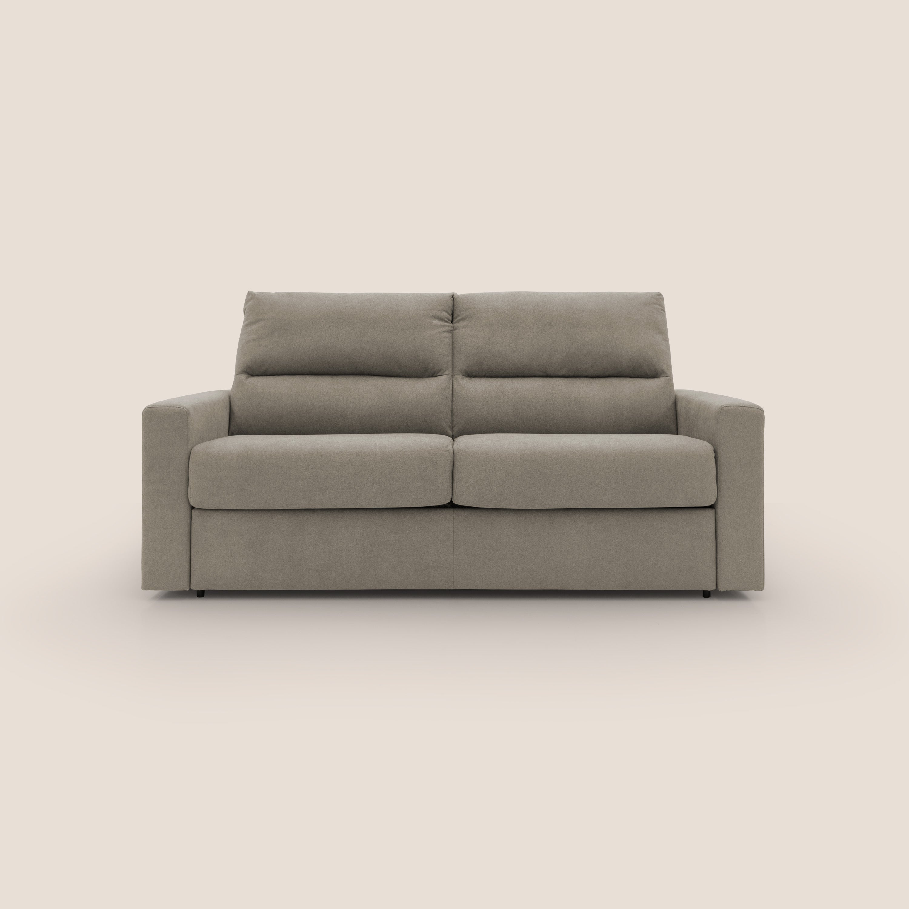 Paloma divano letto con materasso alto 18 cm con Aloe Vera in tessuto impermeabile talpa - divitt.sbs