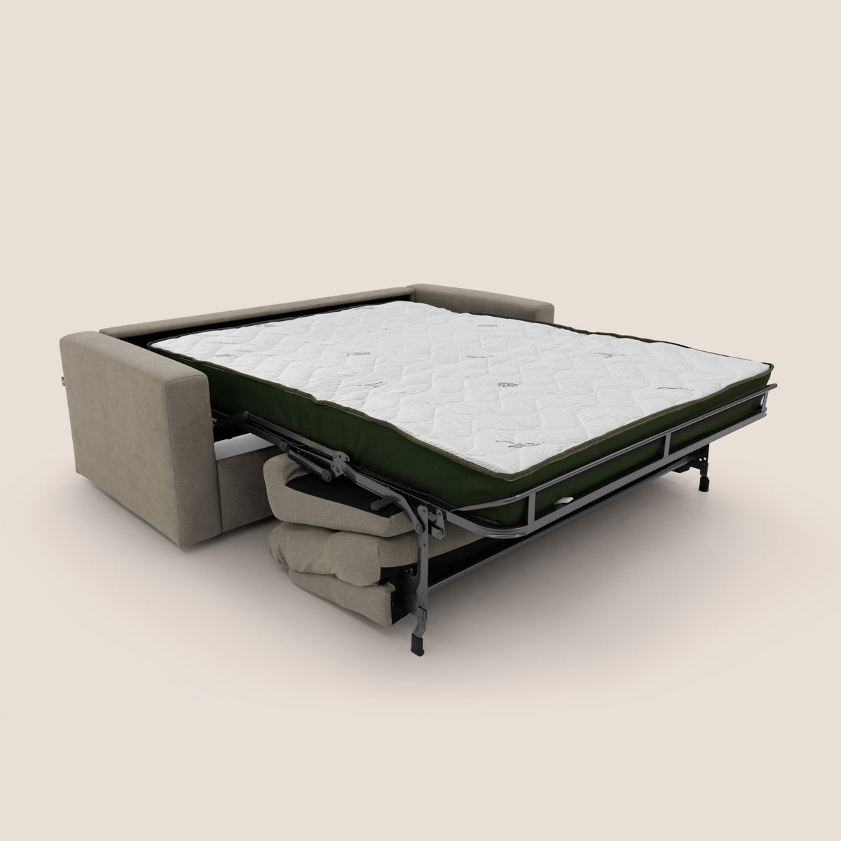 Paloma divano letto con materasso alto 18 cm con Aloe Vera in tessuto impermeabile talpa - divitt.sbs