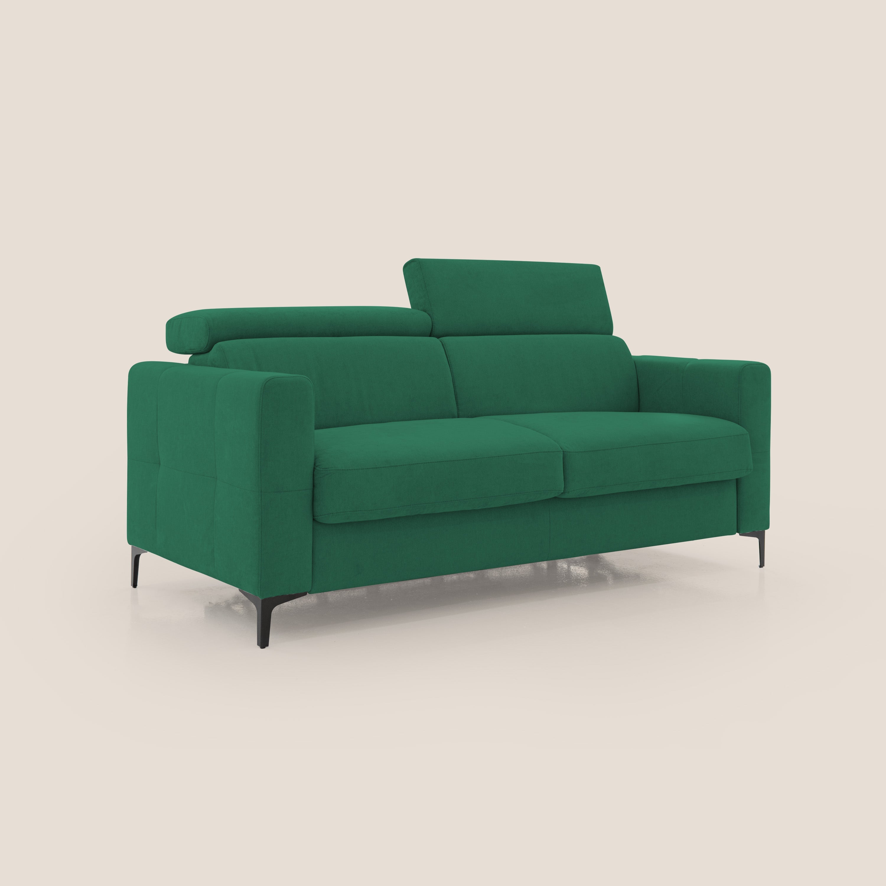 Gardenia divano letto materasso alto 18 cm con poggiatesta reclinabili e rivestimento impermeabile T02 verde - divitt.sbs