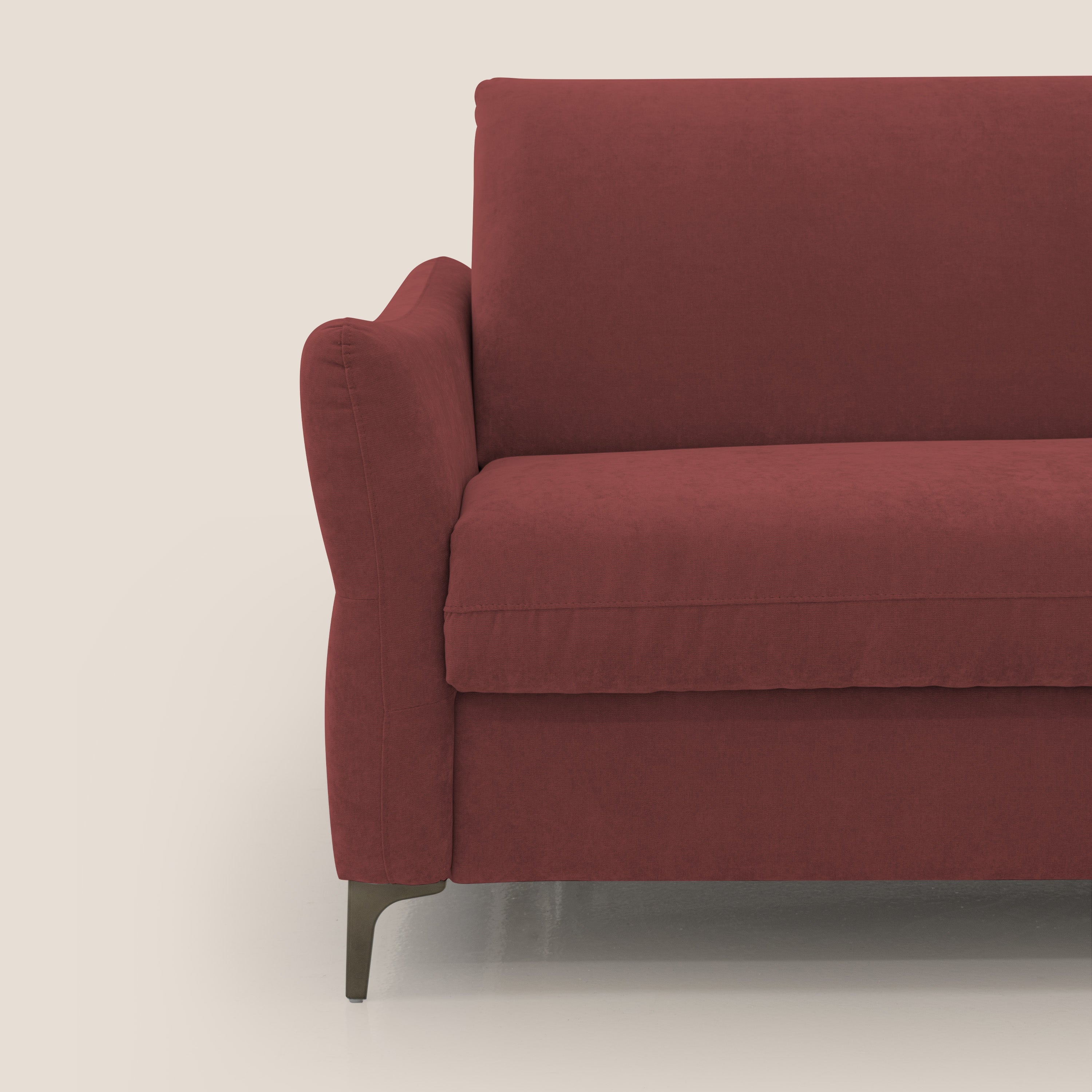 Dalia divano letto con materasso H18 cm e piedi alti in raffinato tessuto smacchiabile T17 rosso - divitt.sbs