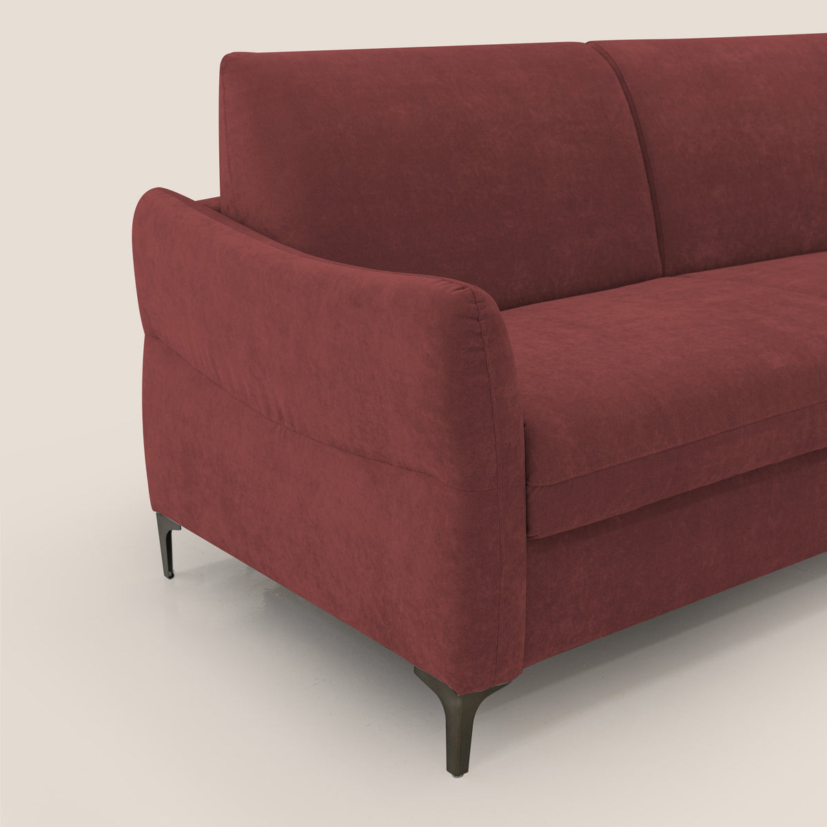 Dalia divano letto con materasso H18 cm e piedi alti in raffinato tessuto smacchiabile T17 rosso - divitt.sbs