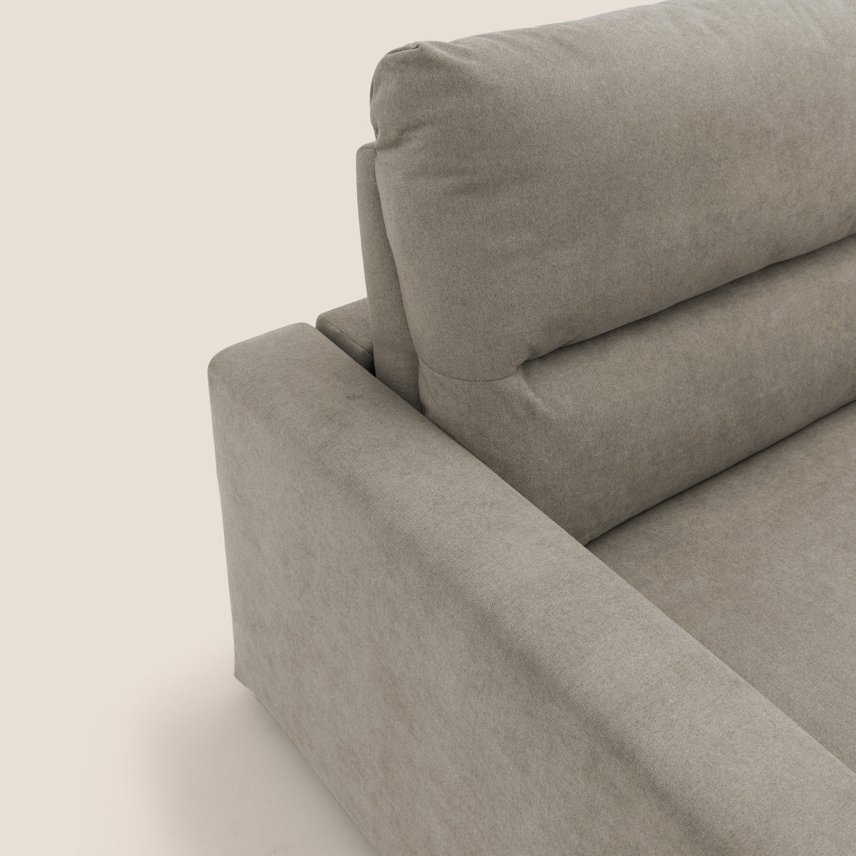 Paloma divano letto con materasso alto 18 cm con Aloe Vera in tessuto impermeabile talpa - divitt.sbs
