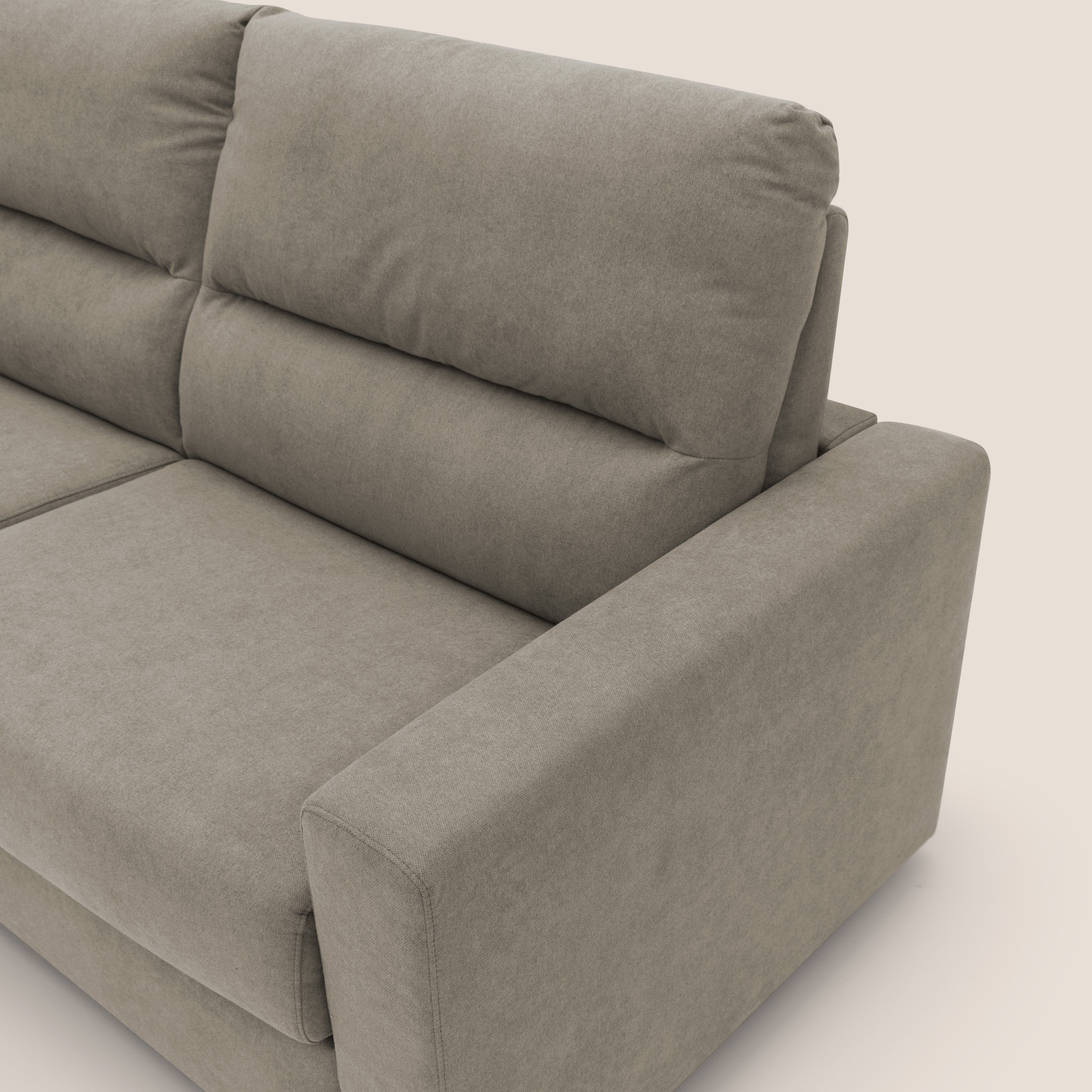 Paloma divano letto con materasso alto 18 cm con Aloe Vera in tessuto impermeabile talpa - divitt.sbs