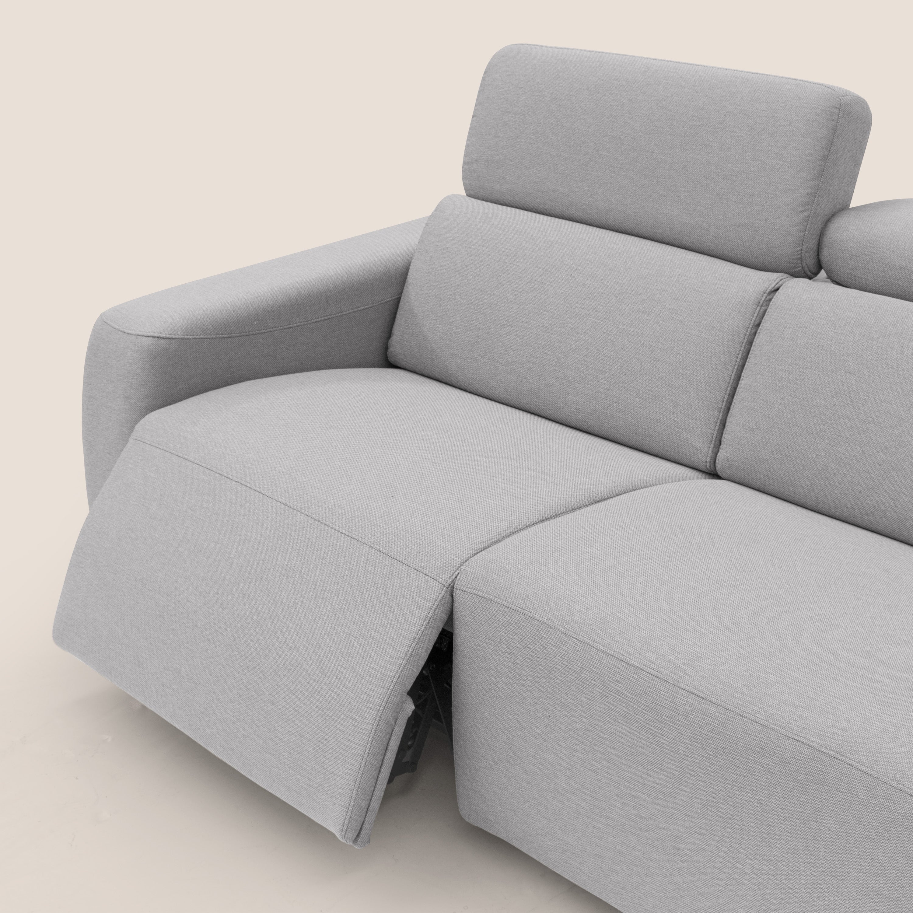 Poseidon divano letto + relax elettrico in tessuto smacchiabile impermeabile T05 grigio - divitt.sbs