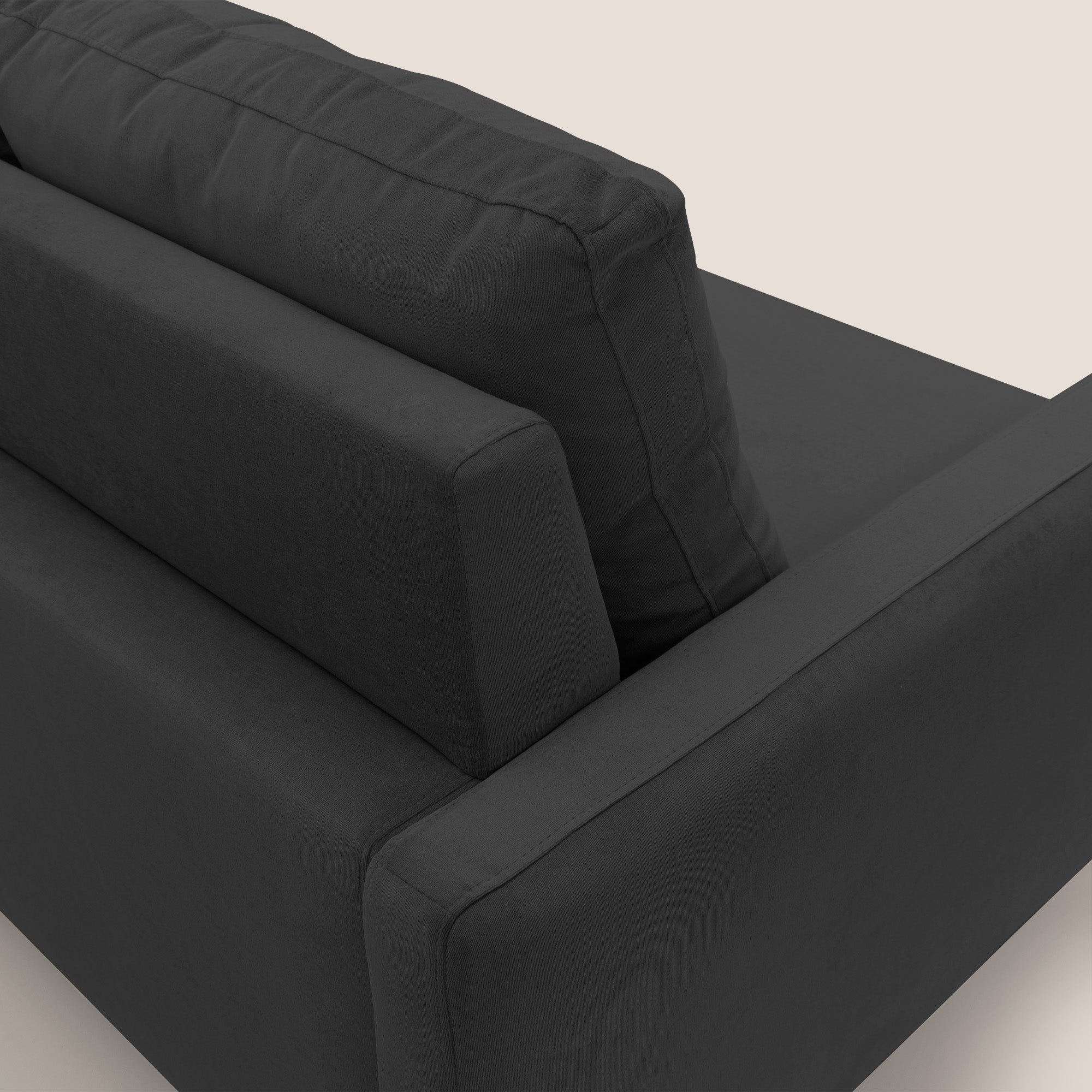 Matisse Divano angolare con sedute scorrevoli in tessuto morbido smacchiabile T17 nero - divitt.sbs