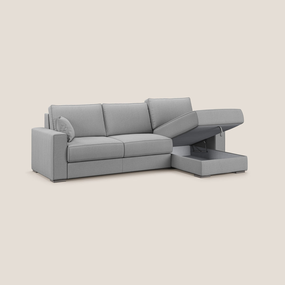 Dream Divano letto angolare in tessuto smacchiabile T05 grigio - divitt.sbs