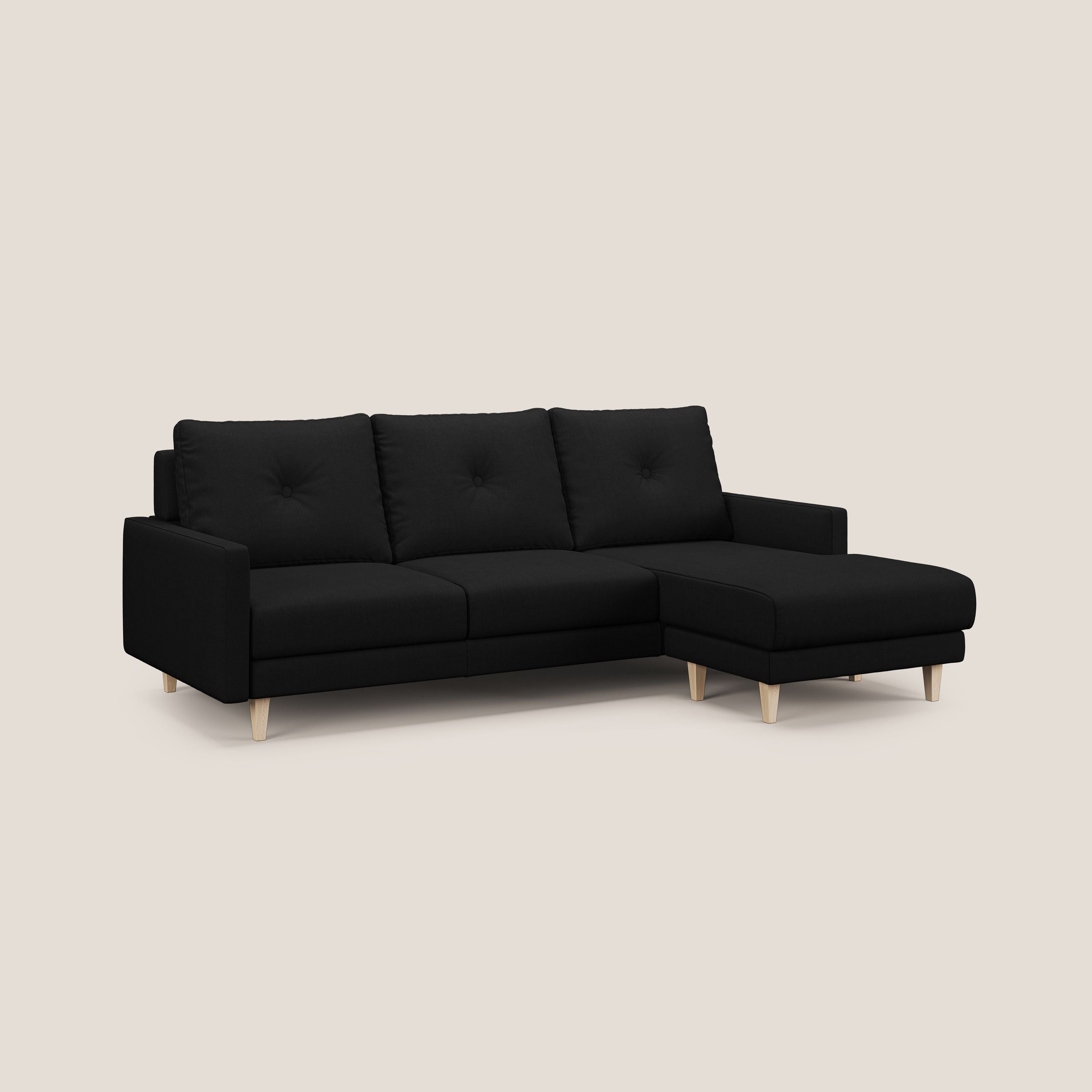 Matisse Divano angolare con sedute scorrevoli in tessuto morbido smacchiabile T17 nero - divitt.sbs