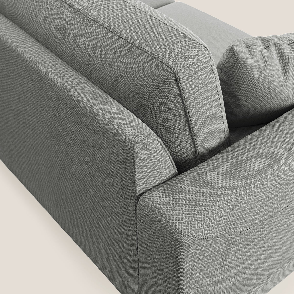 Dorian divano moderno angolare con penisola in tessuto morbido antimacchia T05 grigio - divitt.sbs