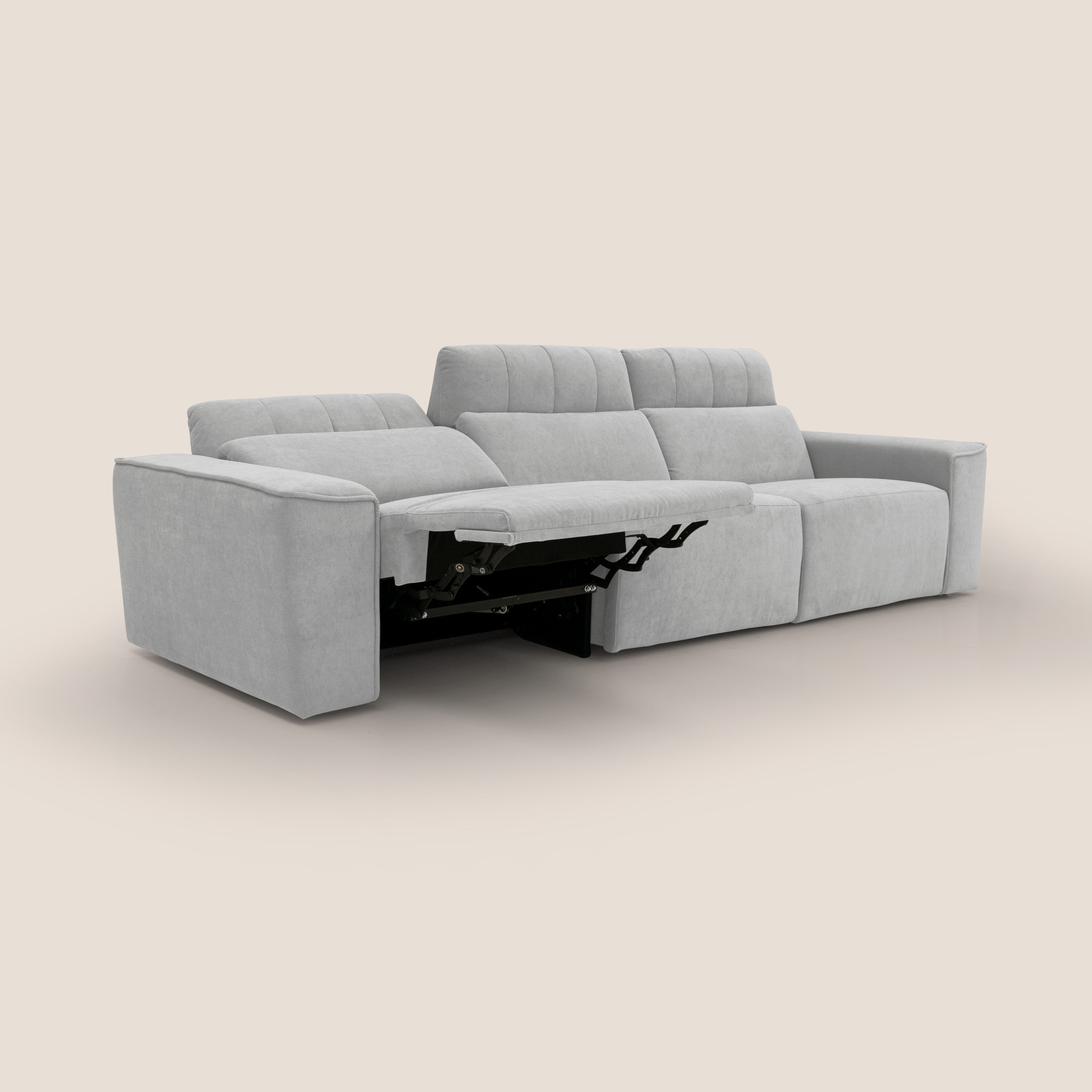 Clark Divano modulare 3 sedute con opzione relax elettrico in tessuto smacchiabile impermeabile T17 grigio - divitt.sbs