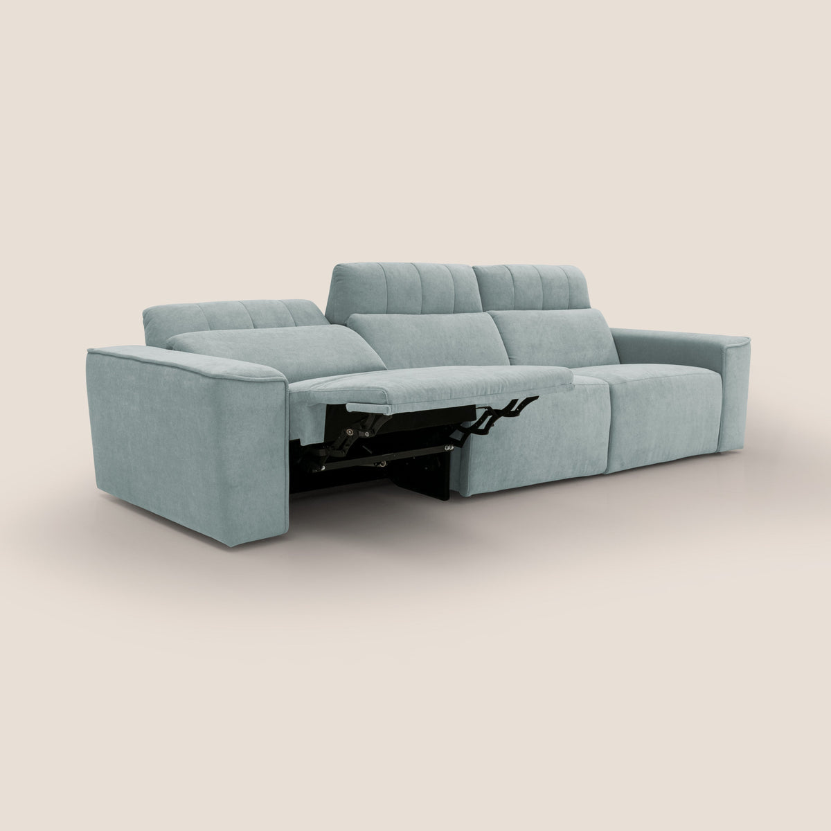 Clark Divano modulare 3 sedute con opzione relax elettrico in tessuto smacchiabile impermeabile T17 verde acqua - divitt.sbs