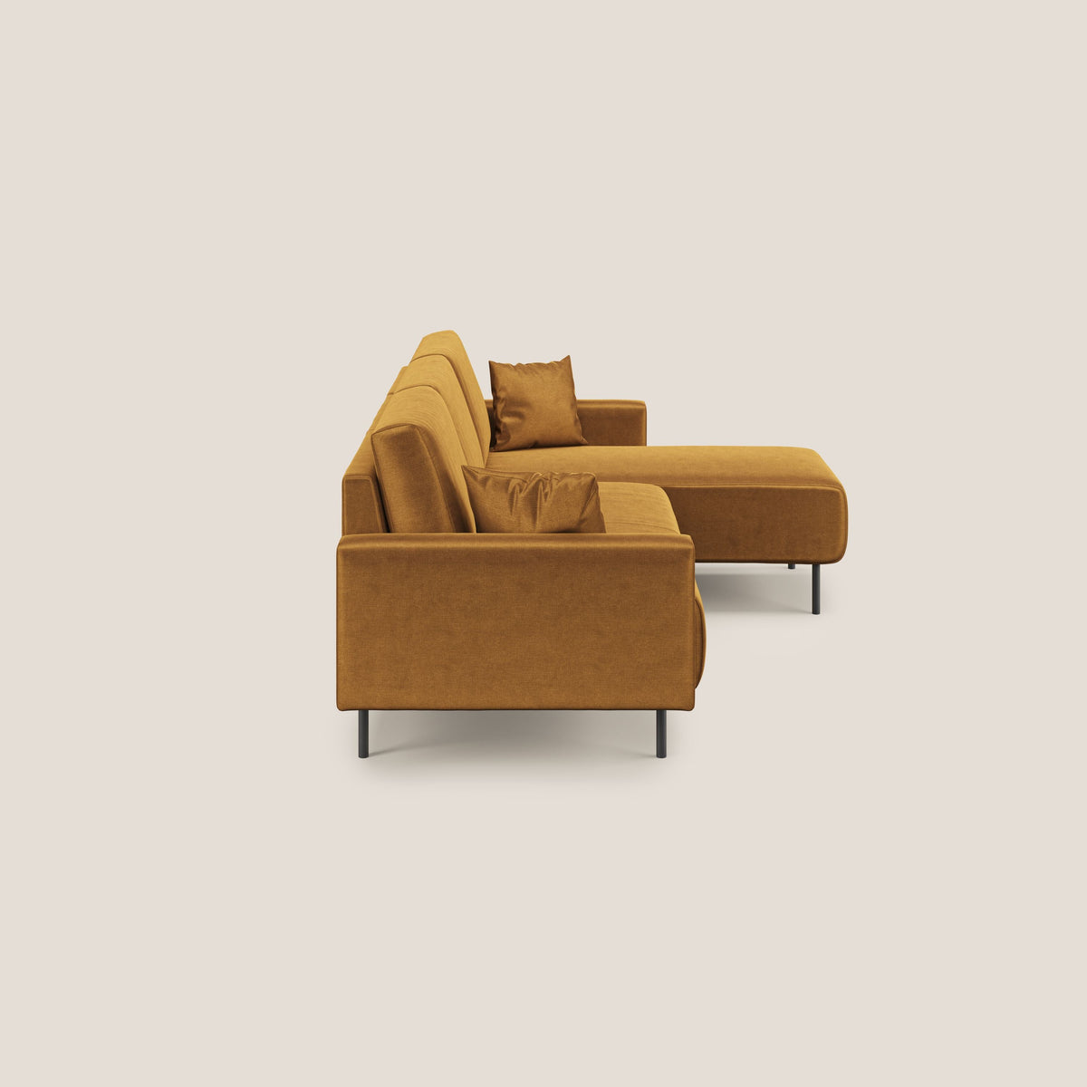 Arthur divano moderno angolare in velluto morbido impermeabile T01 oro - divitt.sbs