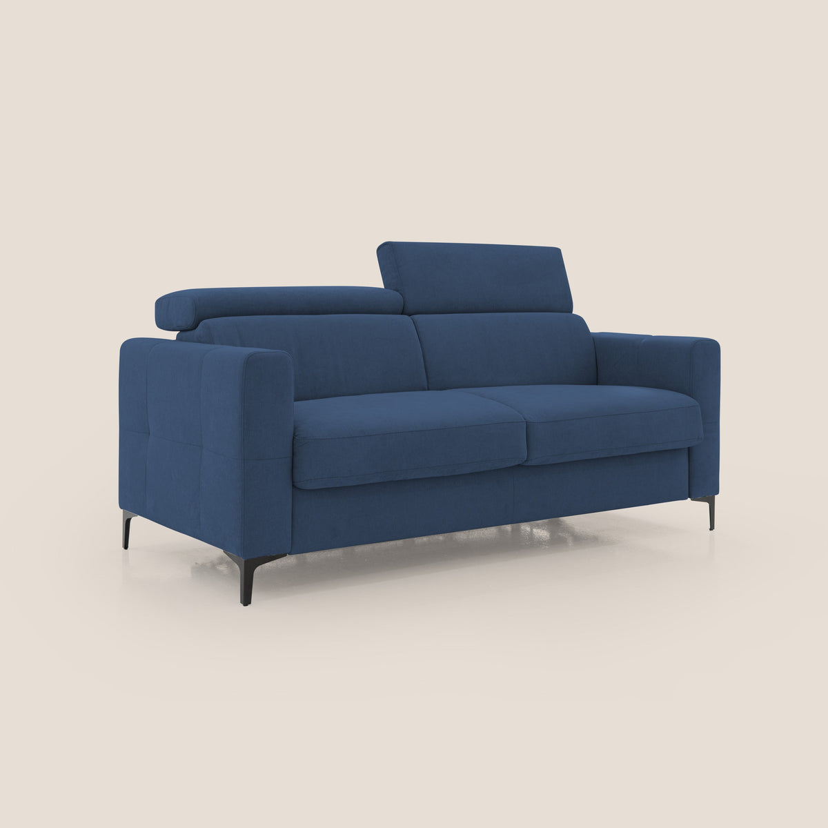 Gardenia divano letto materasso alto 18 cm con poggiatesta reclinabili e rivestimento impermeabile T02 blu - divitt.sbs