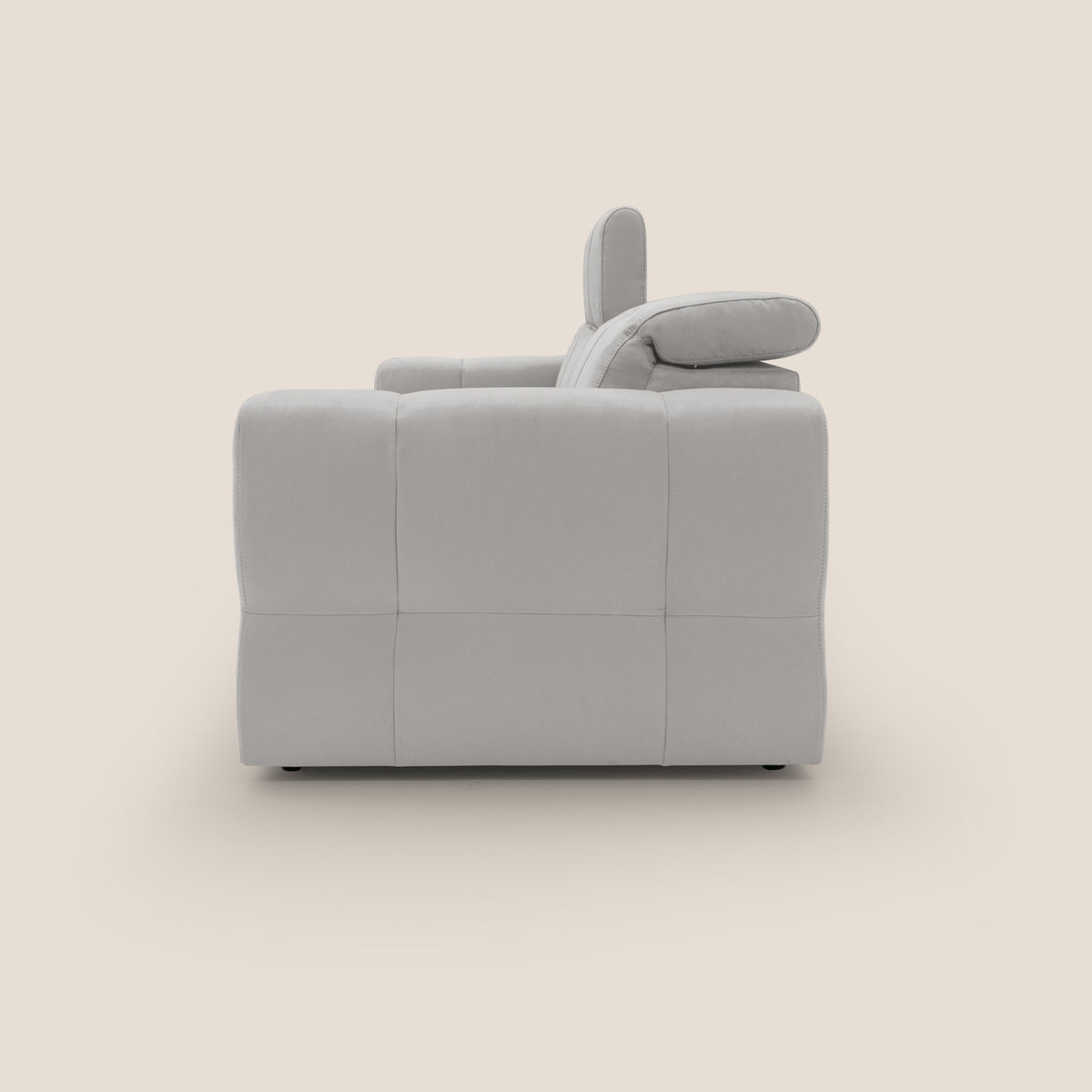 Kronos Divano con pouf estraibile poggiapiedi e poggiatesta reclinabili in morbida microfibra impermeabile T11 grigio chiaro - divitt.sbs