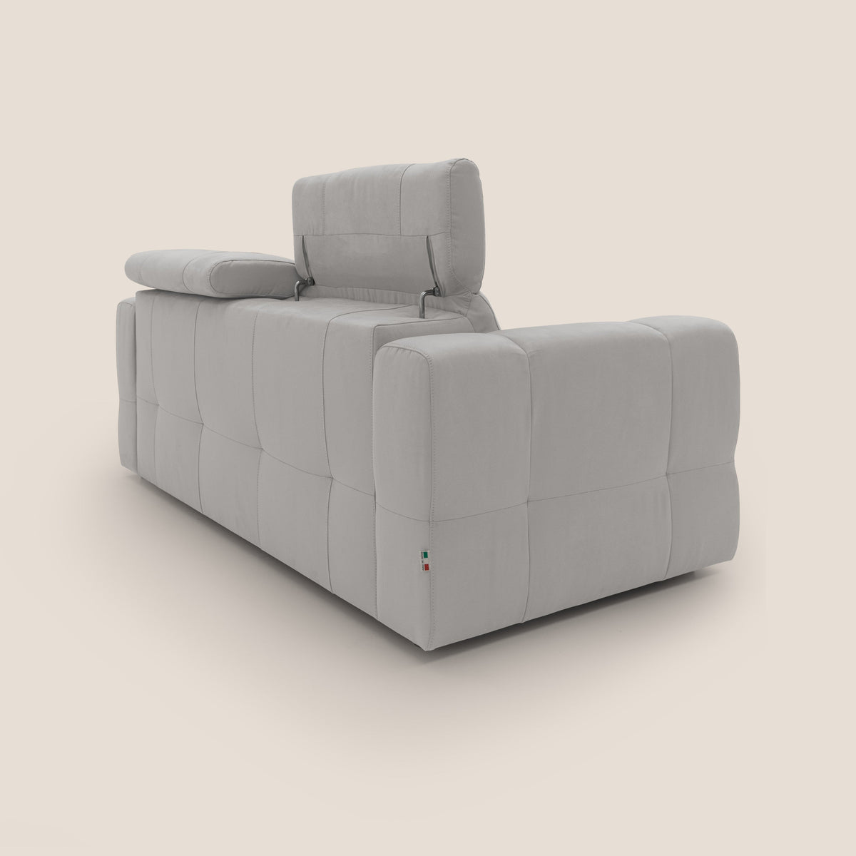 Kronos Divano con pouf estraibile poggiapiedi e poggiatesta reclinabili in morbida microfibra impermeabile T11 grigio chiaro - divitt.sbs