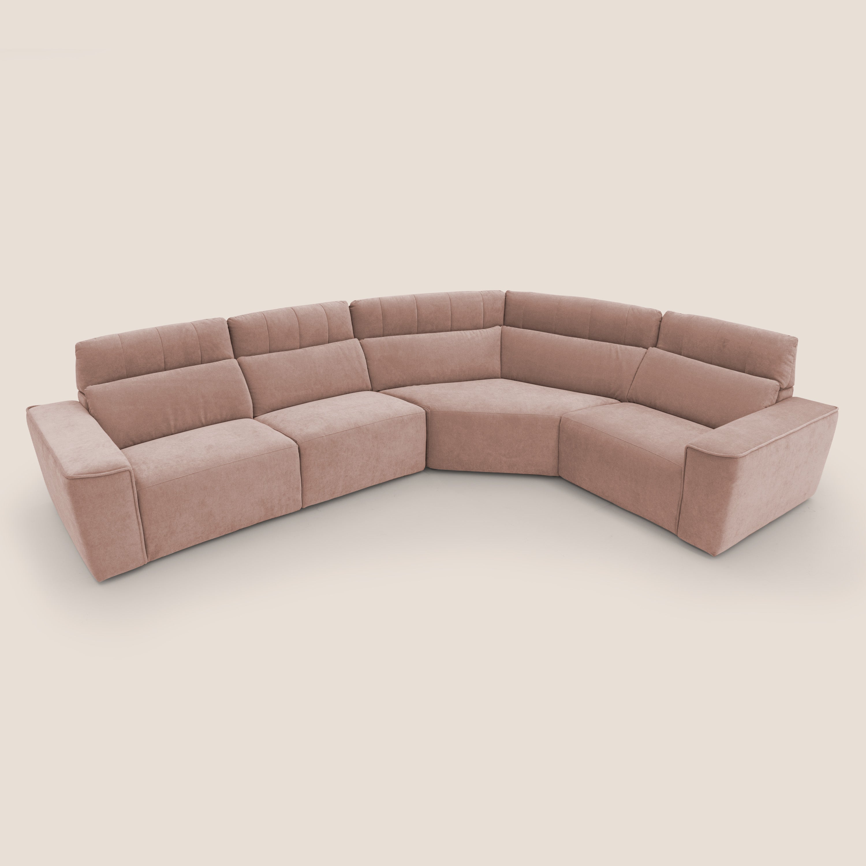 Clark Divano modulare angolare REVERSIBILE con opzione relax elettrico in tessuto smacchiabile impermeabile T17 rosa - divitt.sbs