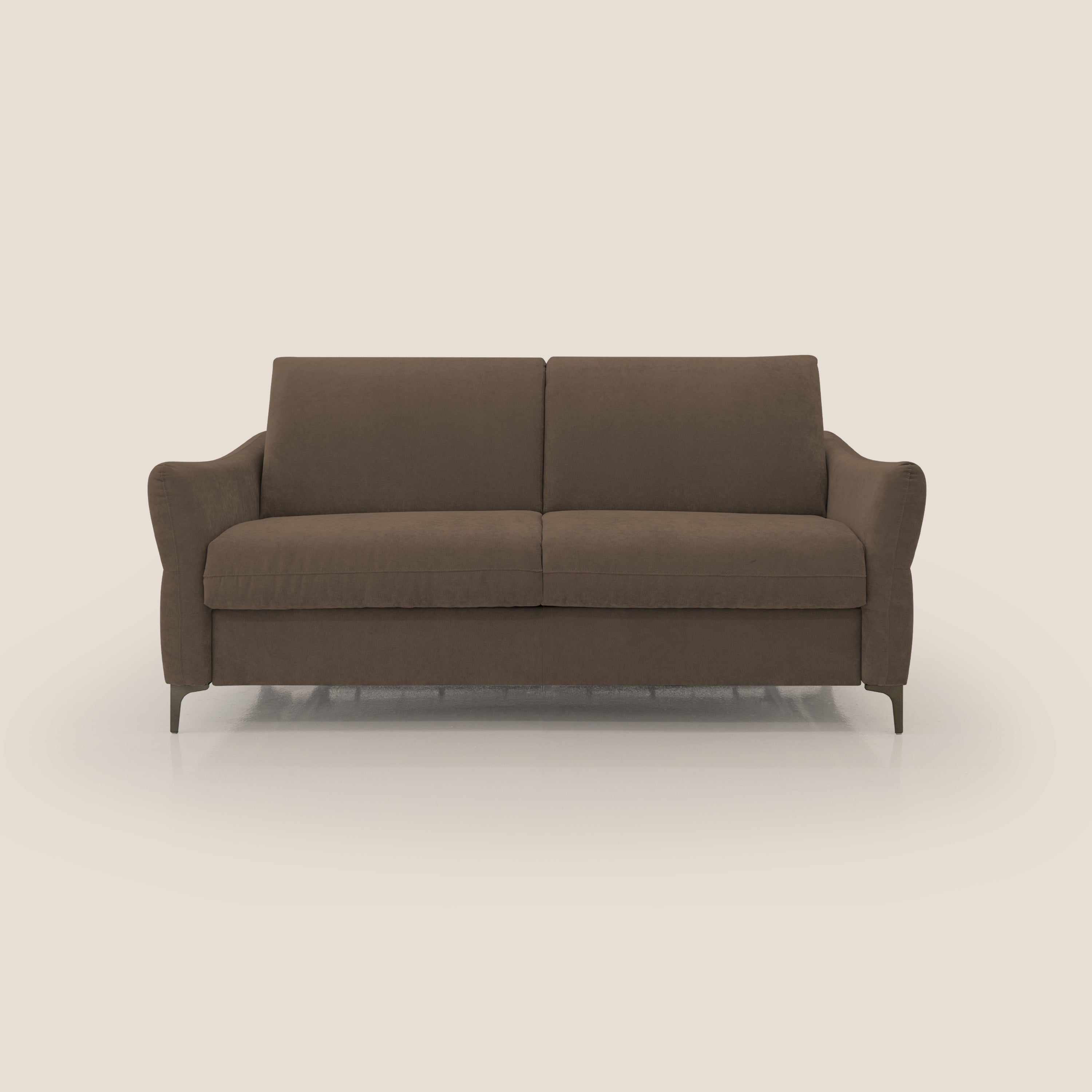 Dalia divano letto con materasso H18 cm e piedi alti in raffinato tessuto smacchiabile T17 marrone - divitt.sbs