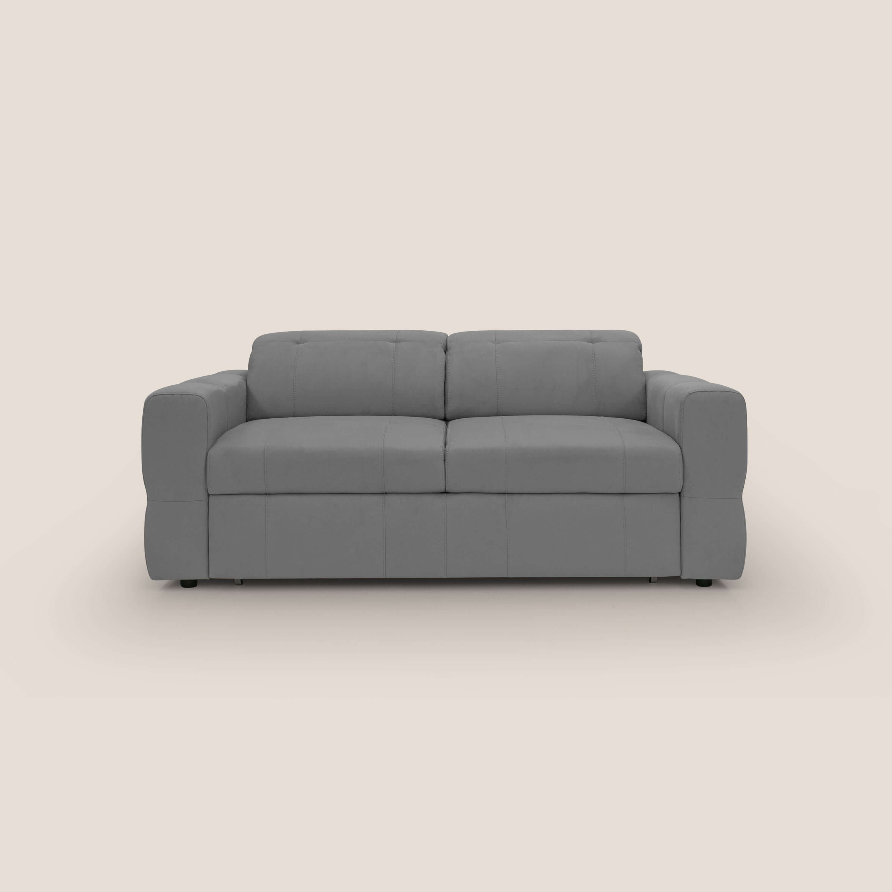 Kronos Divano con pouf estraibile poggiapiedi e poggiatesta reclinabili in morbida microfibra impermeabile T11 grigio - divitt.sbs