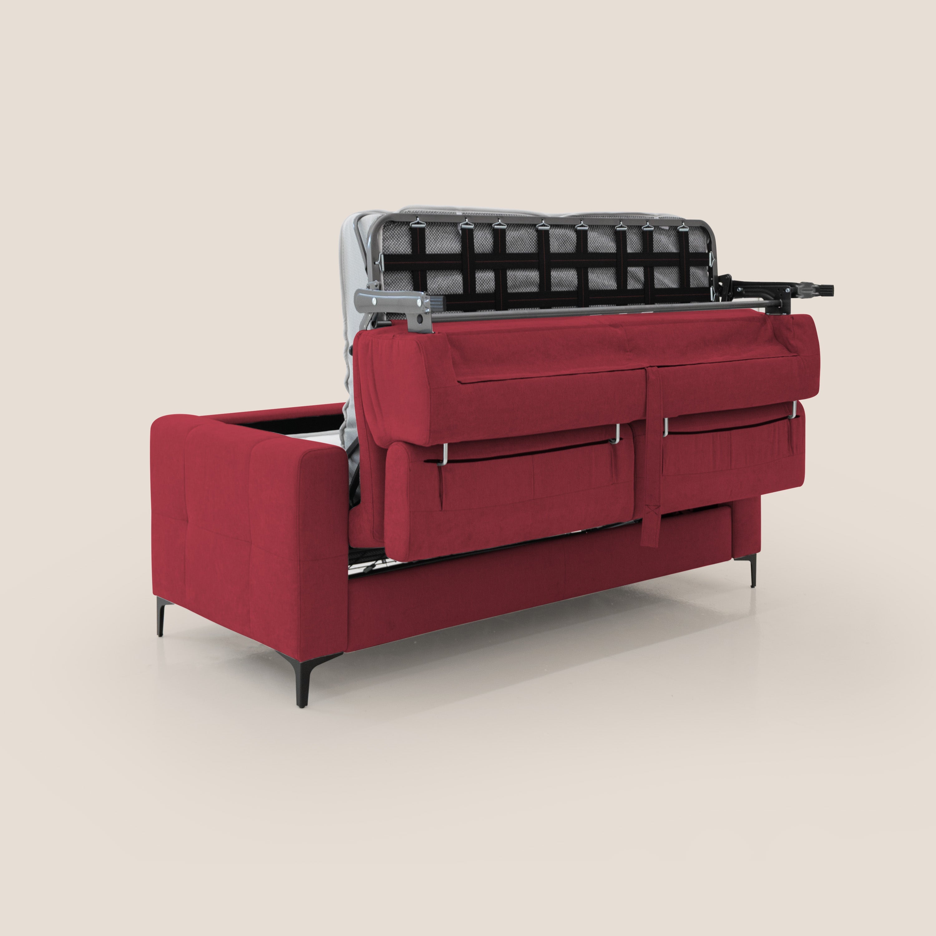 Gardenia divano letto materasso alto 18 cm con poggiatesta reclinabili e rivestimento impermeabile T02 rosso - divitt.sbs