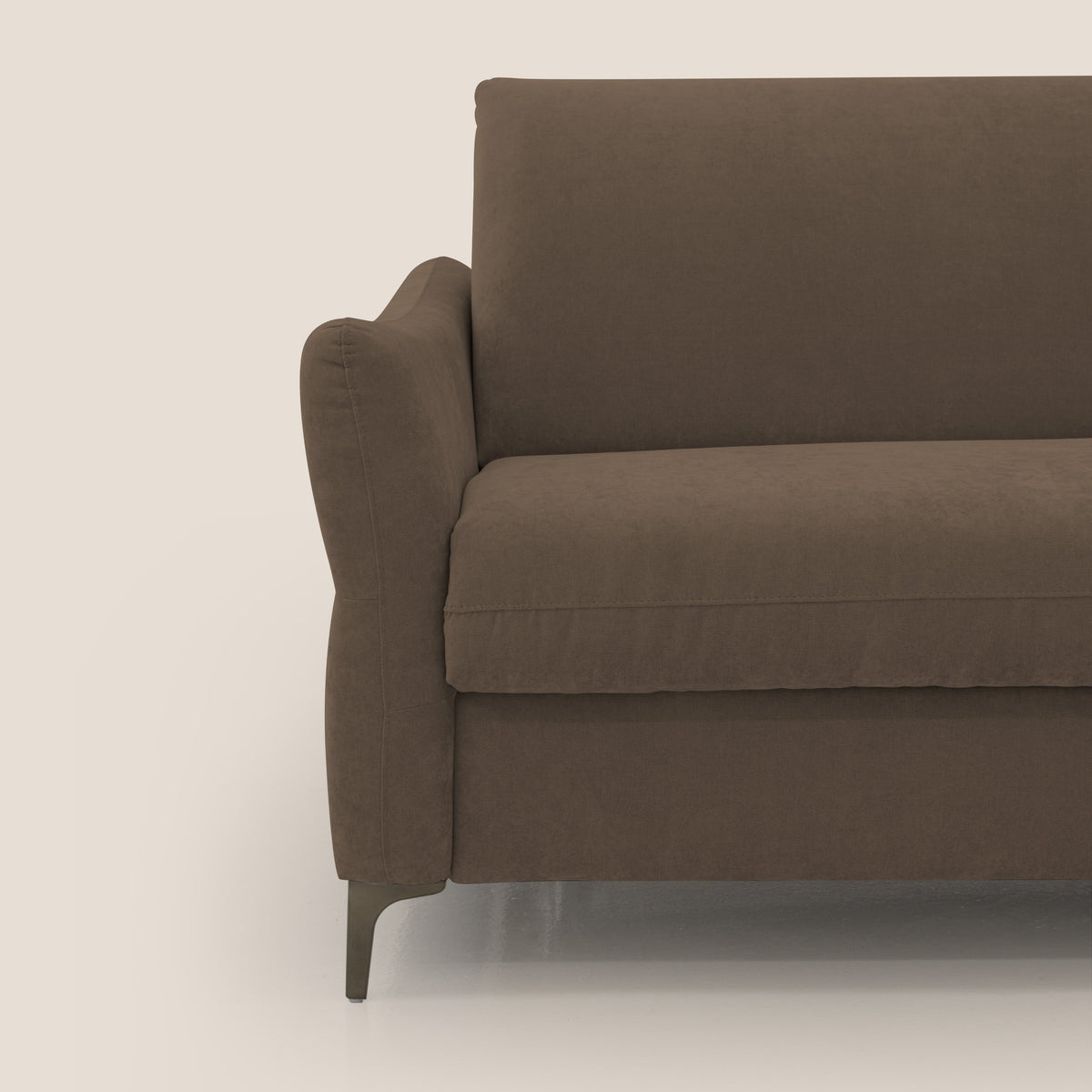 Dalia divano letto con materasso H18 cm e piedi alti in raffinato tessuto smacchiabile T17 marrone - divitt.sbs