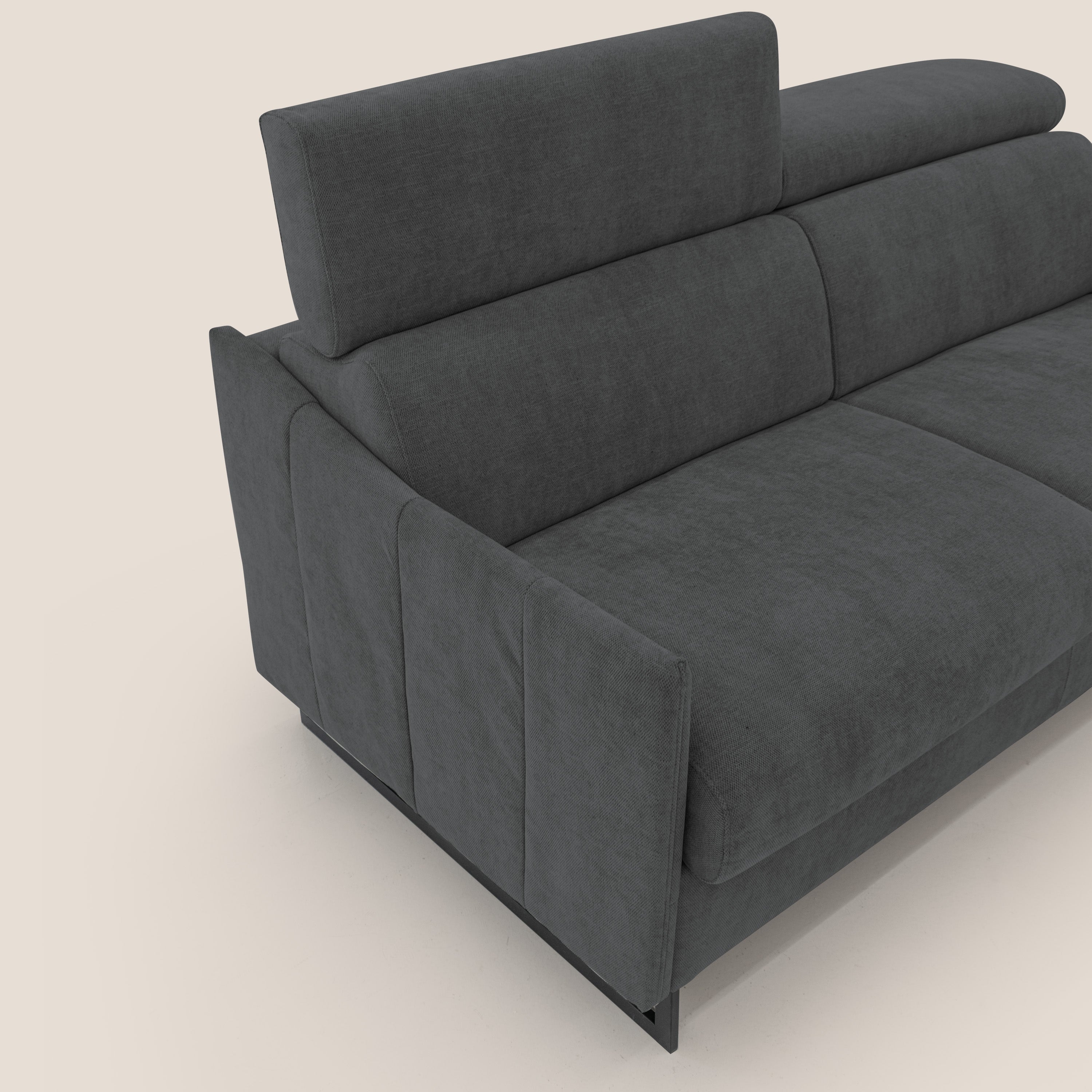 Loto divano letto salvaspazio materasso H18 cm con piedi alti in morbido tessuto impermeabile T14 antracite - divitt.sbs