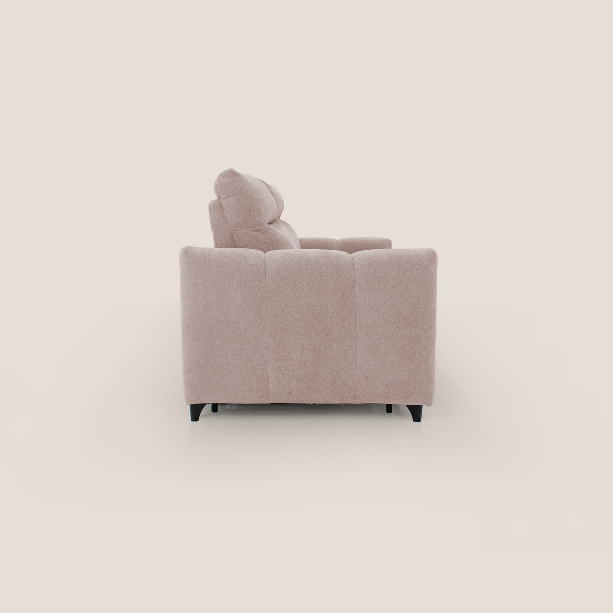Peonia divano letto scandinavo con materasso H18 cm e morbido e alto schienale in tessuto Bouclé impermeabile T07 rosa - divitt.sbs