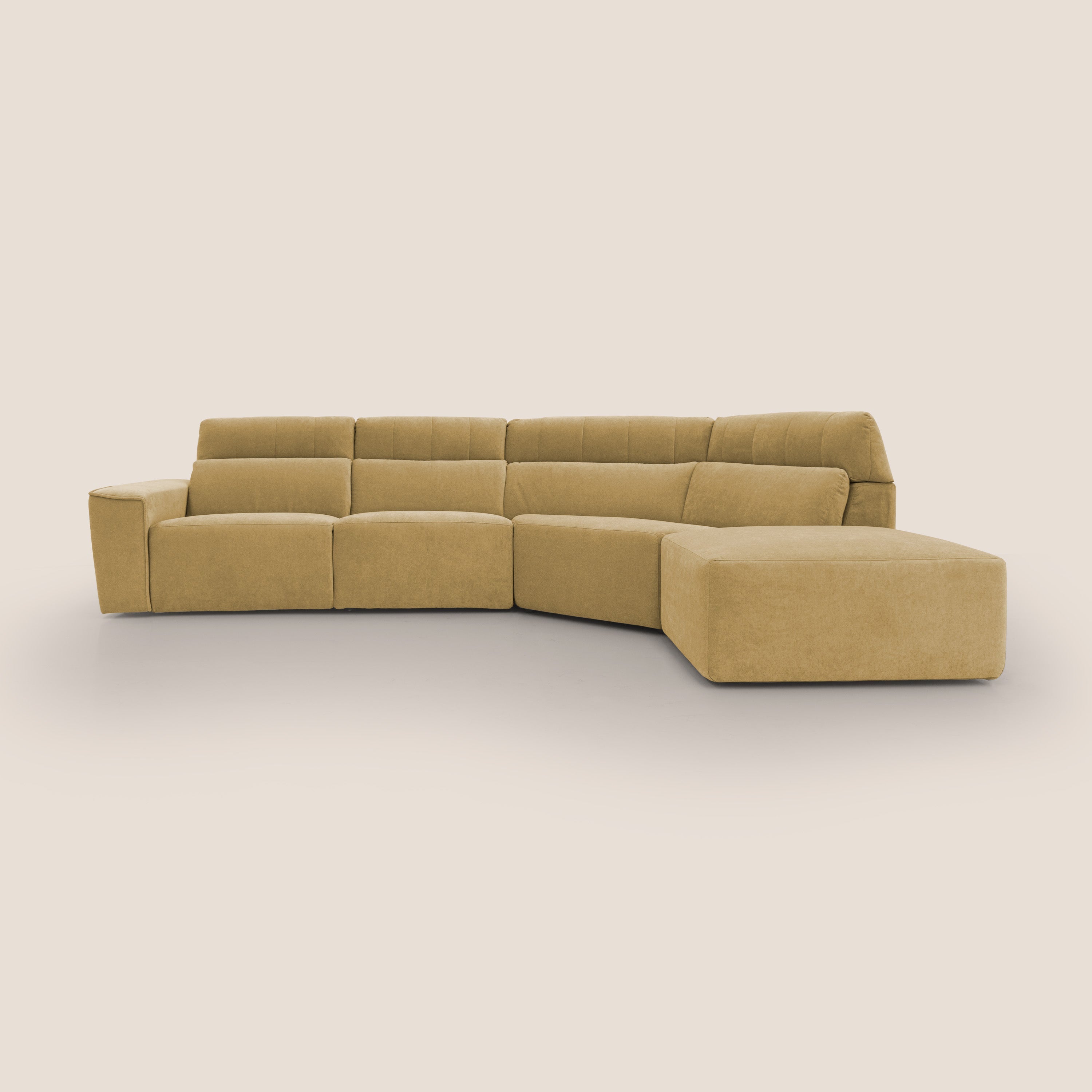 Clark Divano angolare con opzione relax elettrico in tessuto smacchiabile impermeabile T17 giallo - divitt.sbs