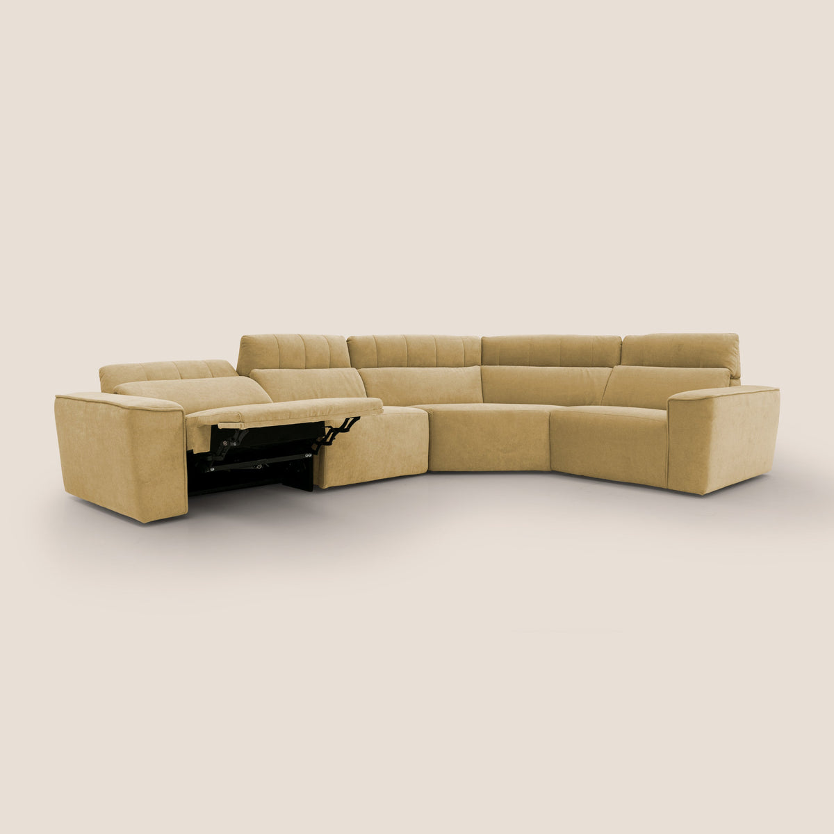 Clark Divano modulare angolare REVERSIBILE con opzione relax elettrico in tessuto smacchiabile impermeabile T17 giallo - divitt.sbs