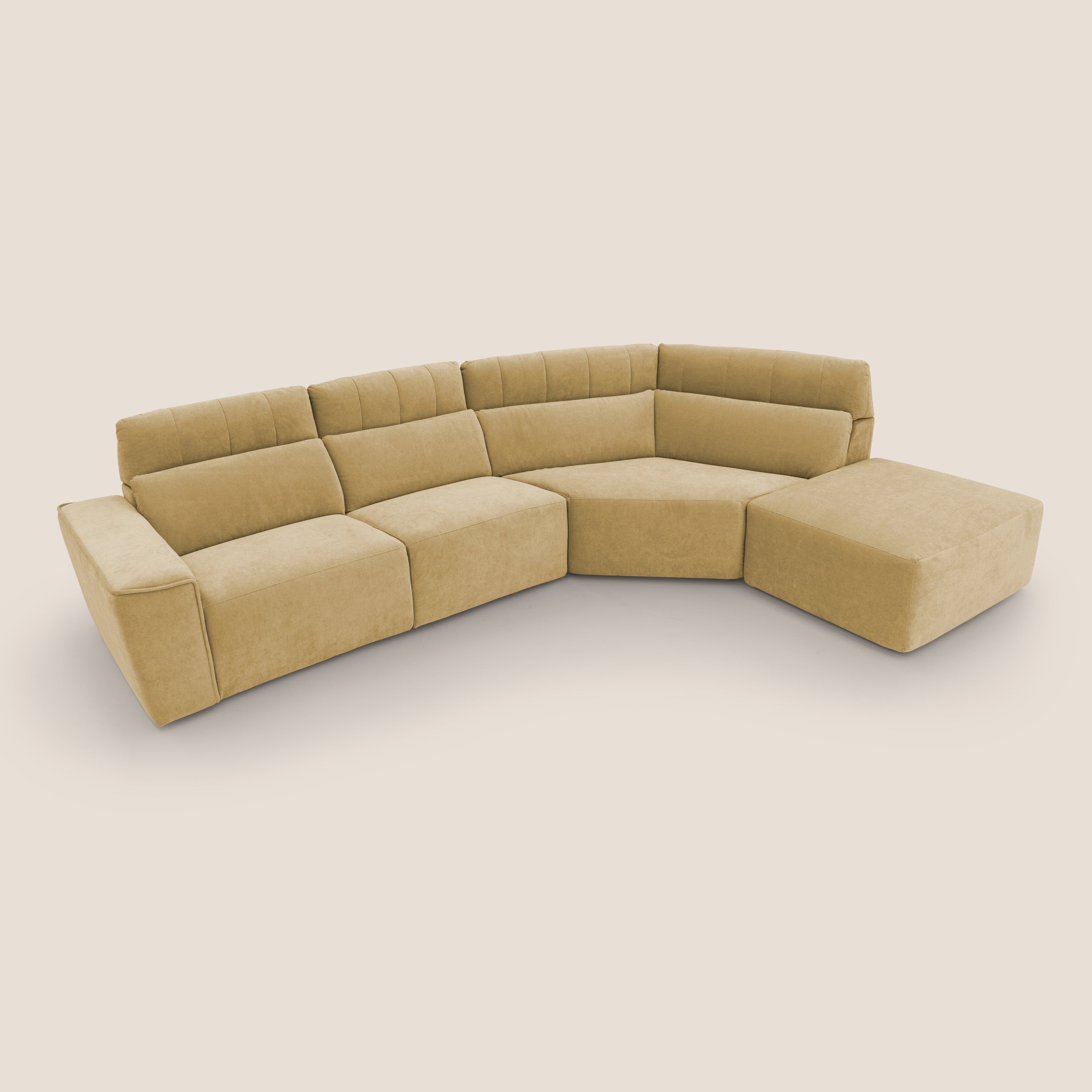 Clark Divano angolare con opzione relax elettrico in tessuto smacchiabile impermeabile T17 giallo - divitt.sbs