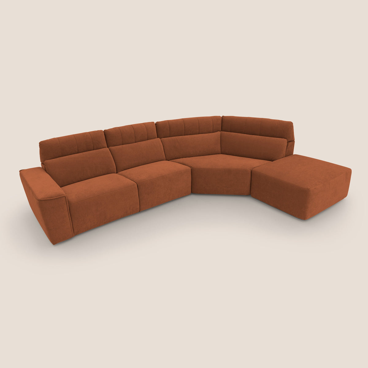 Clark Divano angolare con opzione relax elettrico in tessuto smacchiabile impermeabile T17 arancio - divitt.sbs
