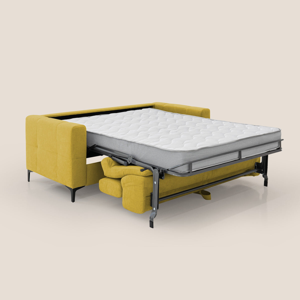 Gardenia divano letto materasso alto 18 cm con poggiatesta reclinabili e rivestimento impermeabile T02 giallo - divitt.sbs