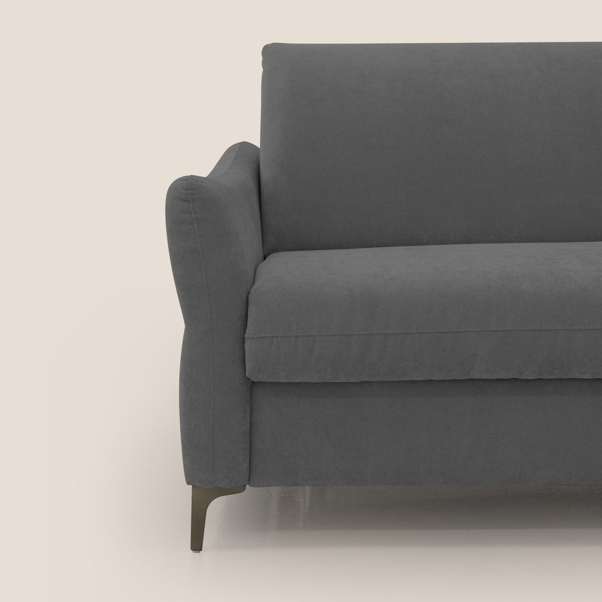 Dalia divano letto con materasso H18 cm e piedi alti in raffinato tessuto smacchiabile T17 antracite - divitt.sbs