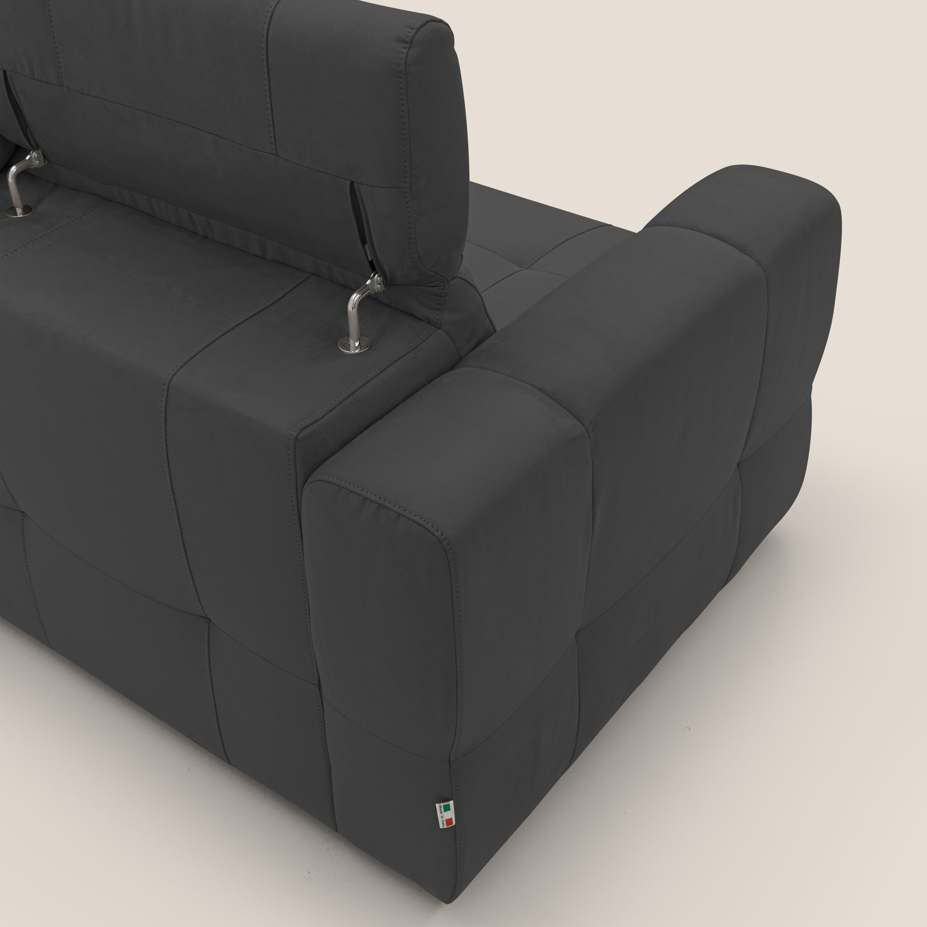 Kronos Divano angolare con poggiapiedi estraibile e pouf contenitore mobile in microfibra impermeabile T11 nero - divitt.sbs