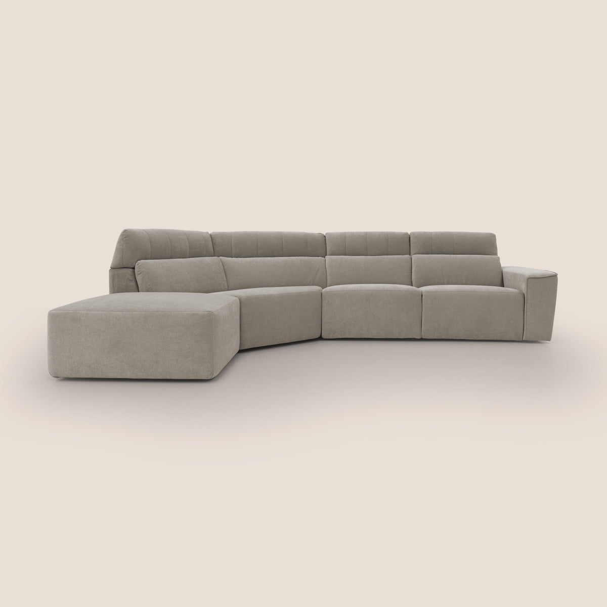 Clark Divano angolare con opzione relax elettrico in tessuto smacchiabile impermeabile T17 beige - divitt.sbs