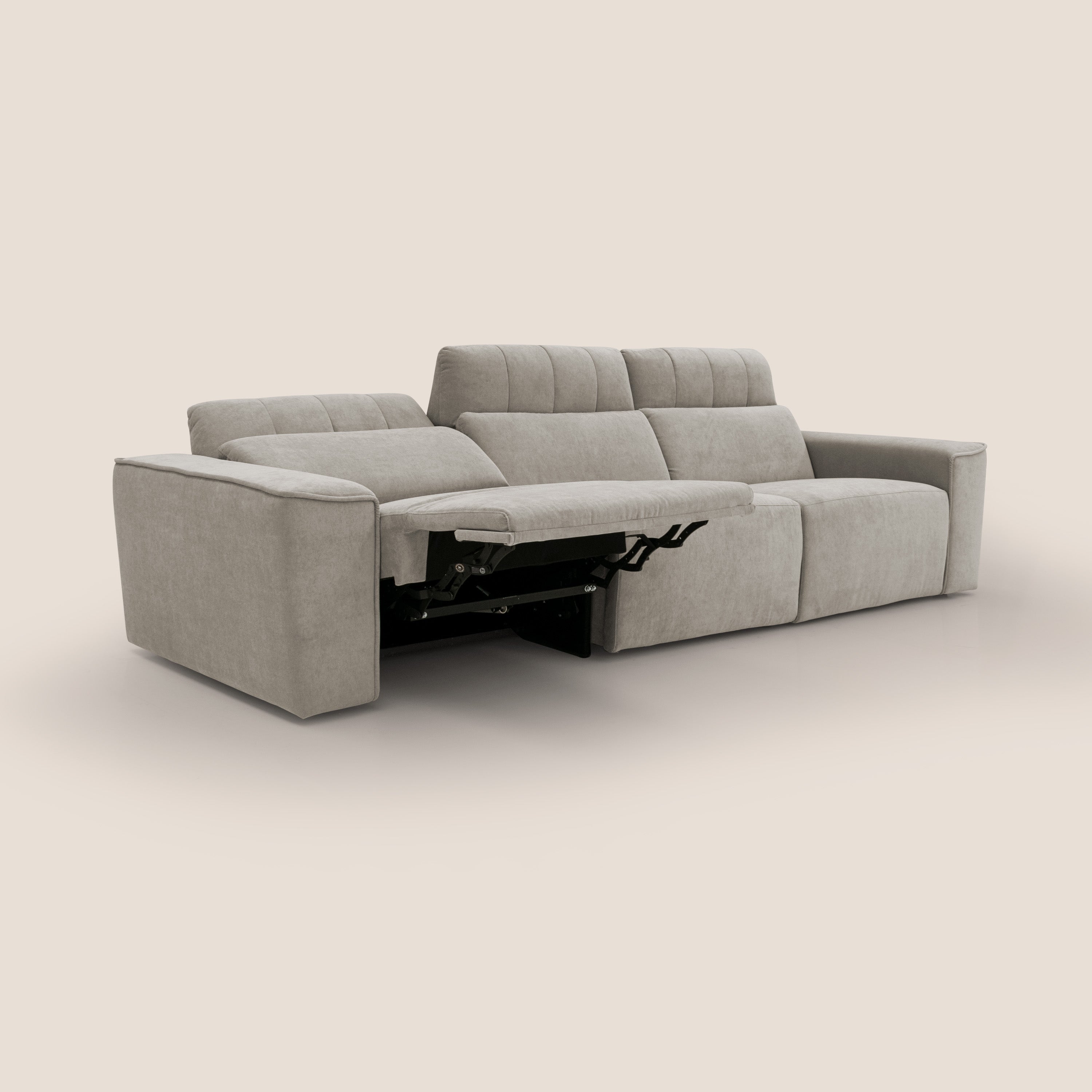 Clark Divano modulare 3 sedute con opzione relax elettrico in tessuto smacchiabile impermeabile T17 beige - divitt.sbs