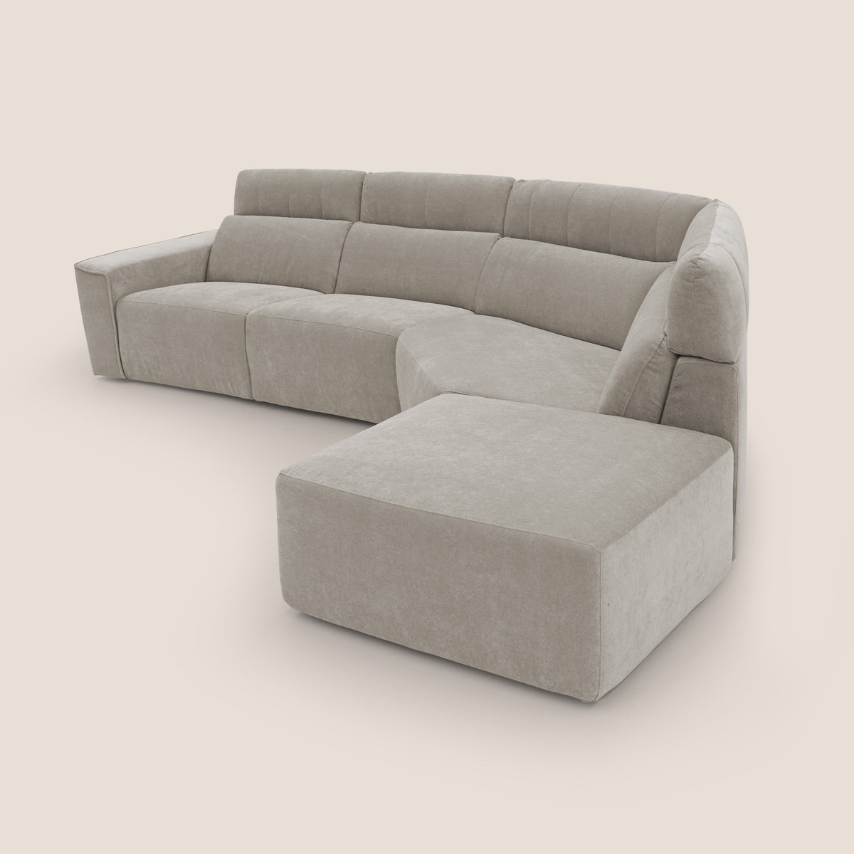 Clark Divano angolare con opzione relax elettrico in tessuto smacchiabile impermeabile T17 beige - divitt.sbs