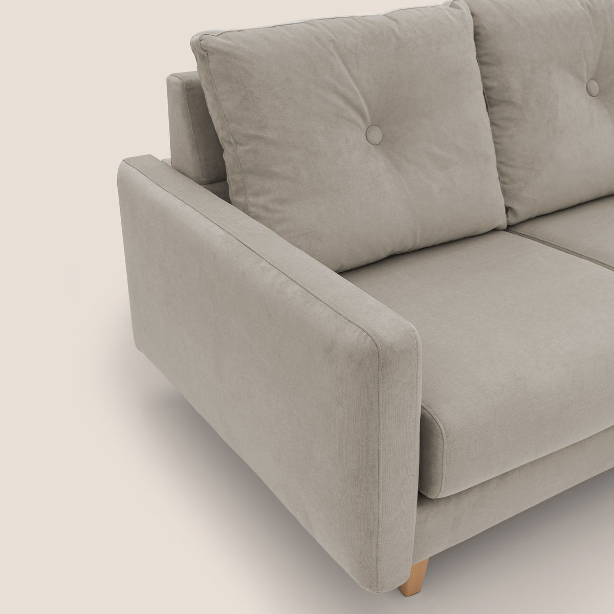 Matisse divano a 3 sedute allungabili e schienali in piuma d'oca in tessuto smacchiabile T17 beige - divitt.sbs