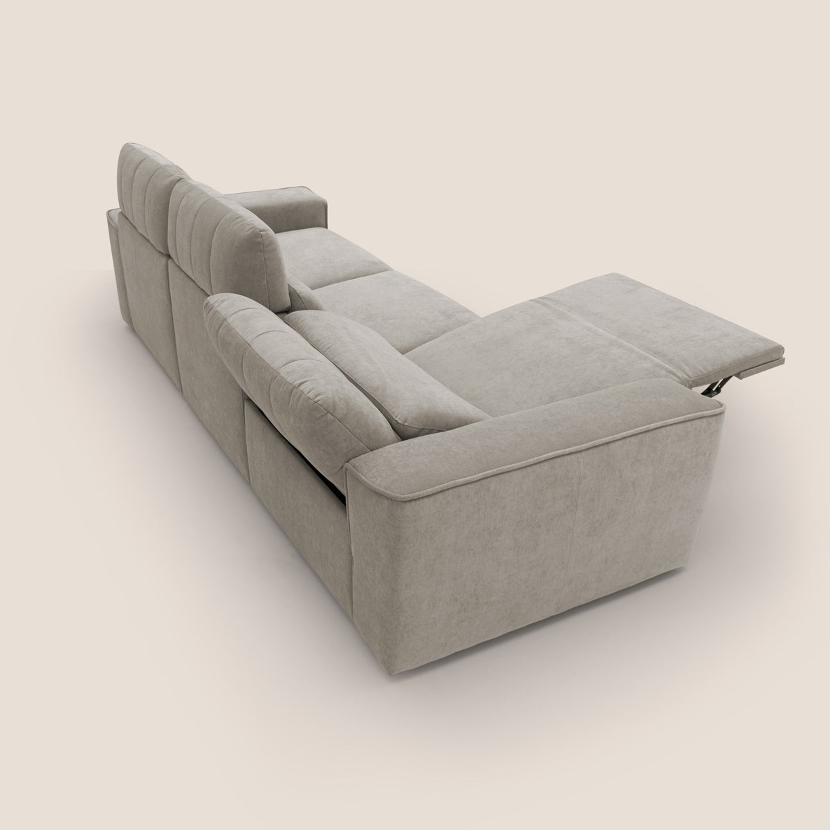 Clark Divano modulare 3 sedute con opzione relax elettrico in tessuto smacchiabile impermeabile T17 beige - divitt.sbs