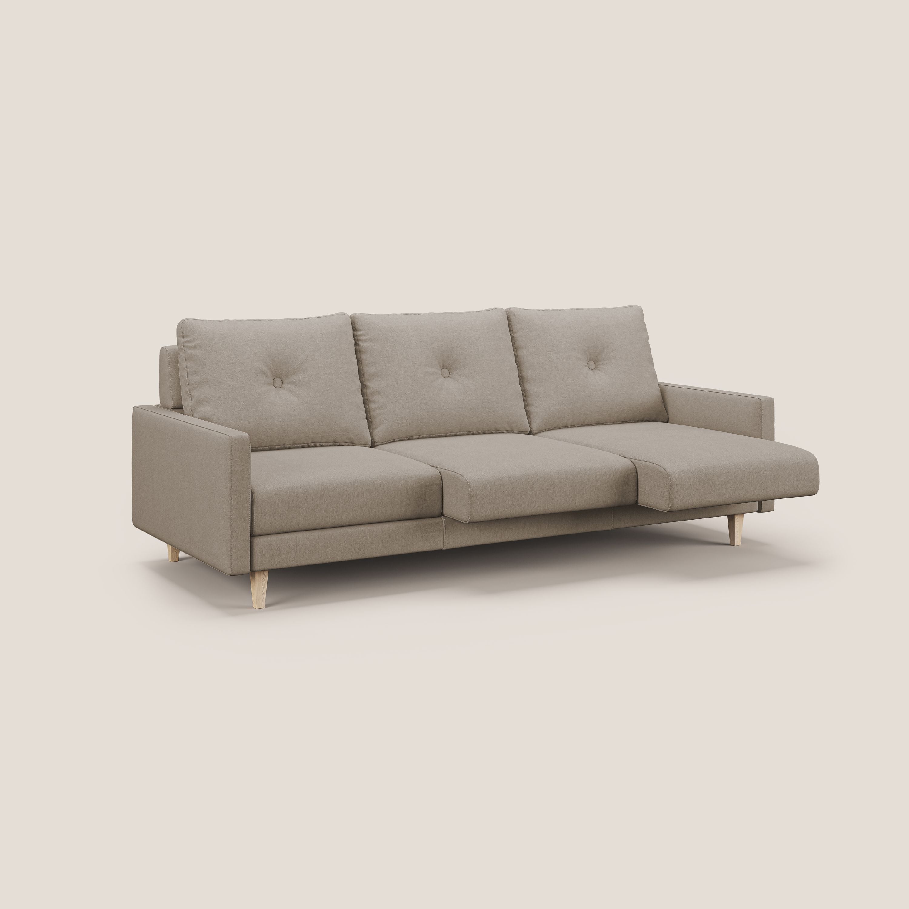 Matisse divano a 3 sedute allungabili e schienali in piuma d'oca in tessuto smacchiabile T17 beige - divitt.sbs
