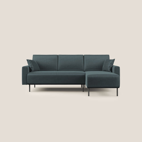 Arthur divano moderno angolare in velluto morbido impermeabile T01 petrolio - divitt.sbs