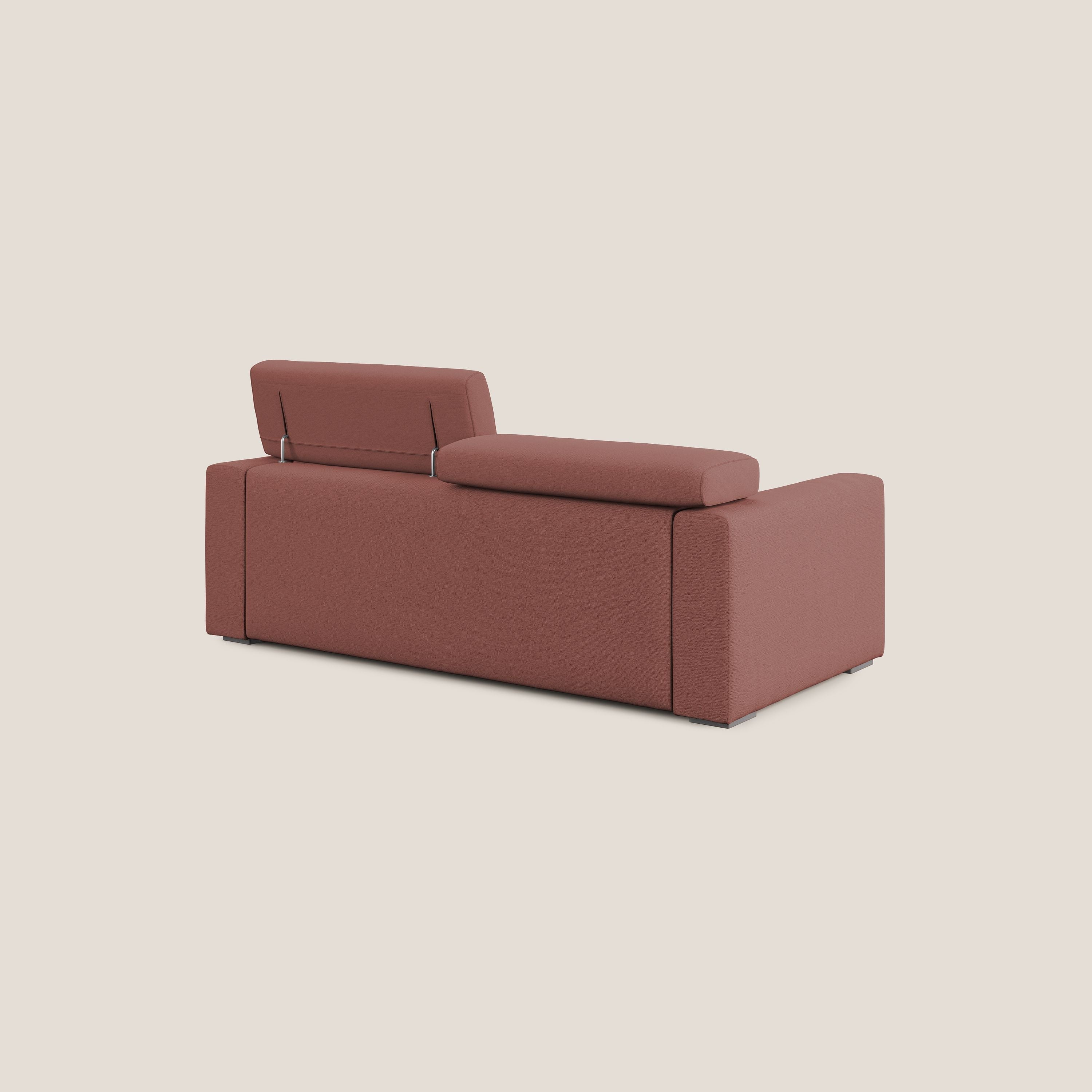 Dylan divano allungabile con pouf estraibile poggiapiedi in tessuto fiammato simil cotone impermeabile T19 salmone - divitt.sbs