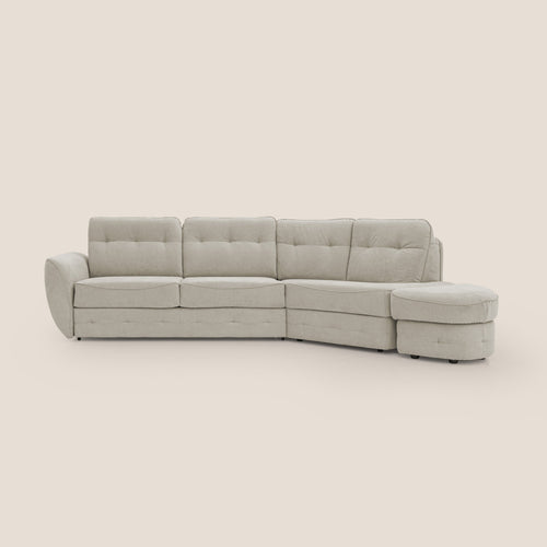 Zeus divano letto angolare con materasso H18 cm pouf mobile in tessuto impermeabile T02 panna - divitt.sbs