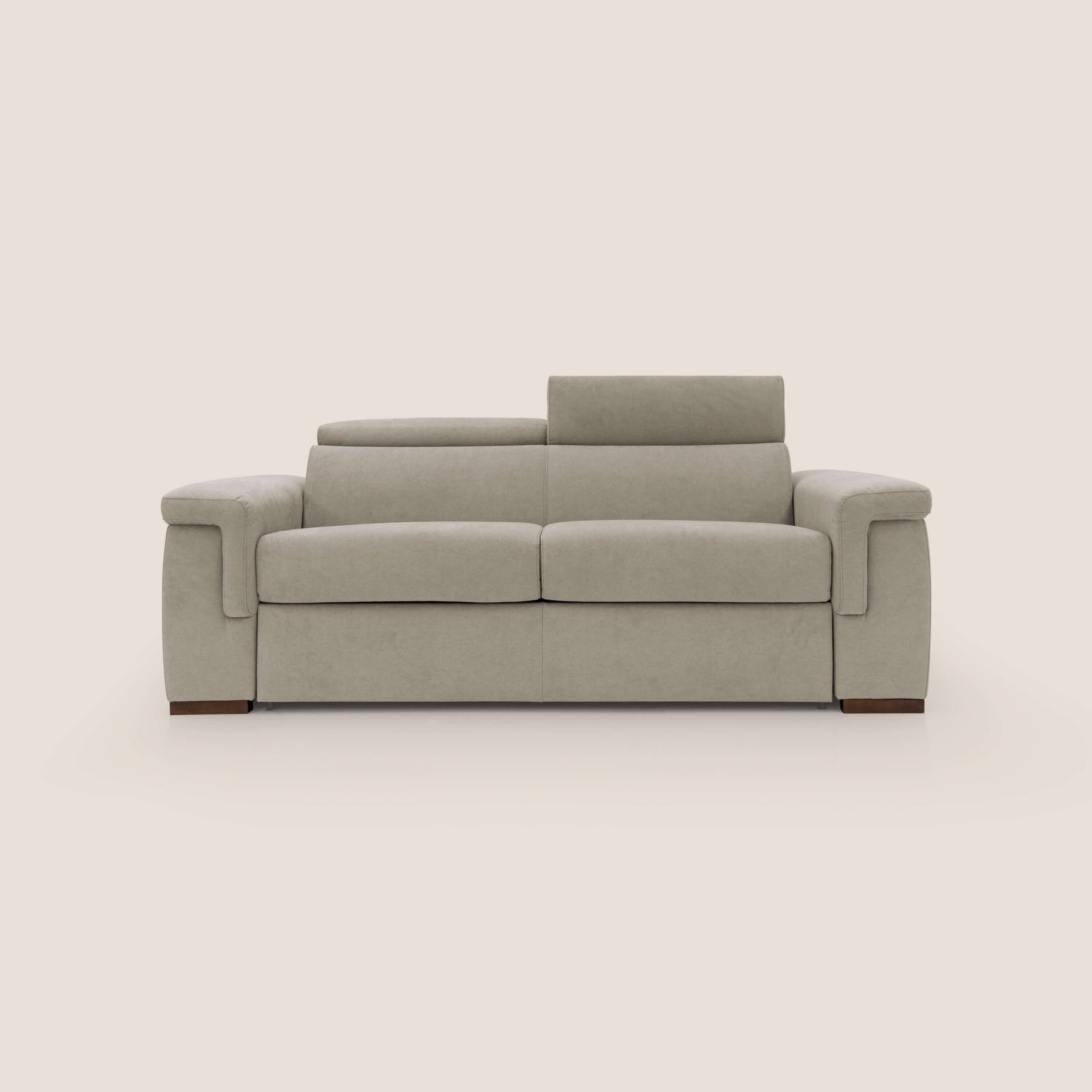 Giunone divano letto con materasso alto 18 cm e poggiatesta reclinabili in tessuto impermeabile T02 panna - divitt.sbs