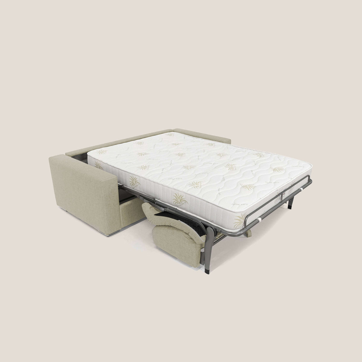 Nixon Divano letto matrimoniale con materasso 20 cm in tessuto impermeabile T03 beige - divitt.sbs
